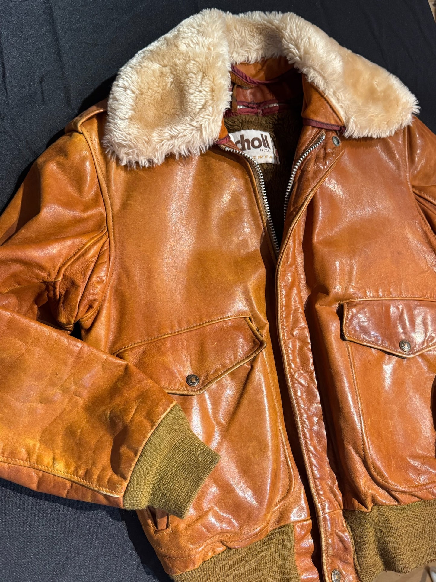 VINTAGE 80s SCHOTT N.Y.C 184SM FLIGHT JACKET SZ: 38