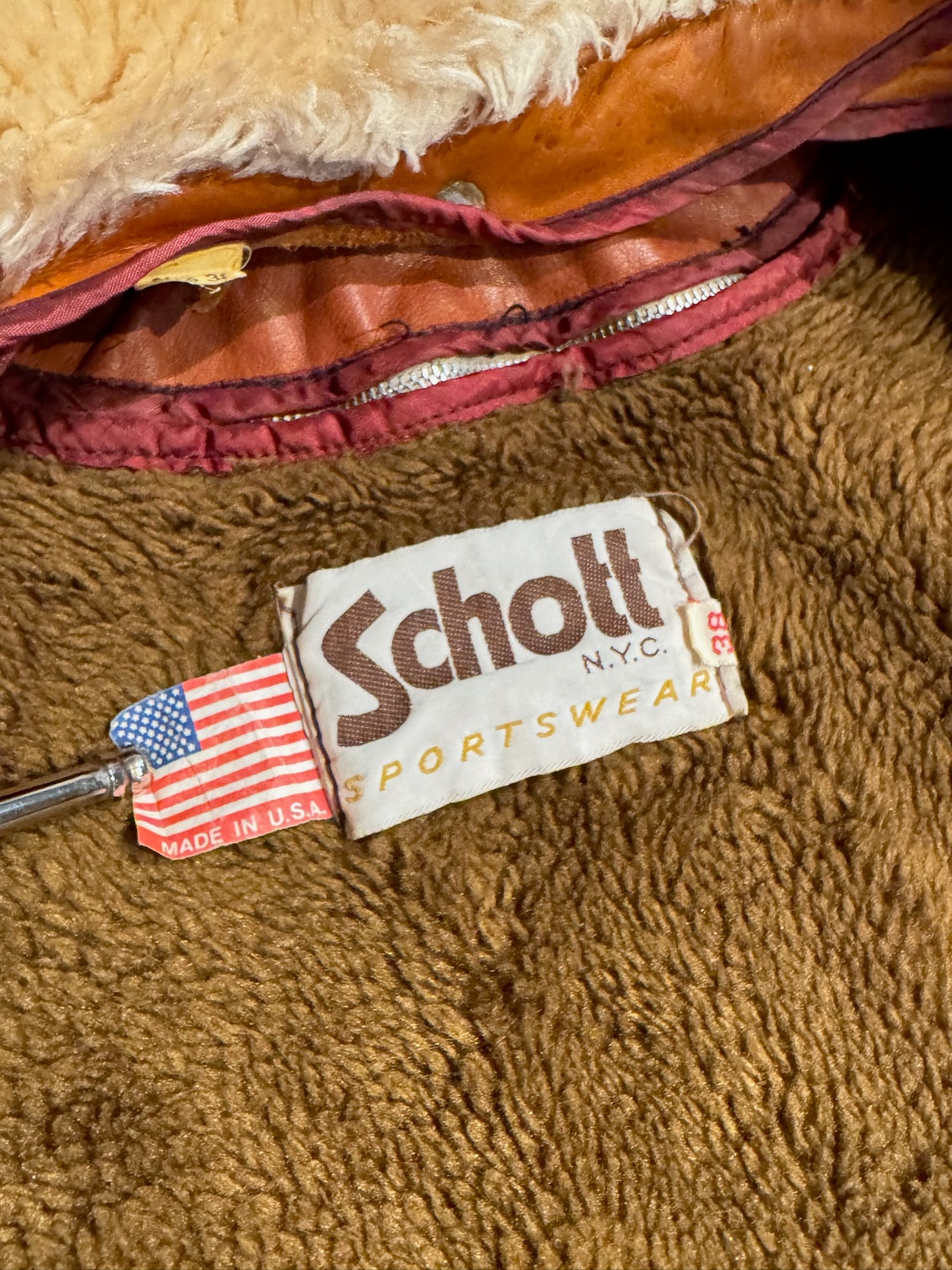 VINTAGE 80s SCHOTT N.Y.C 184SM FLIGHT JACKET SZ: 38