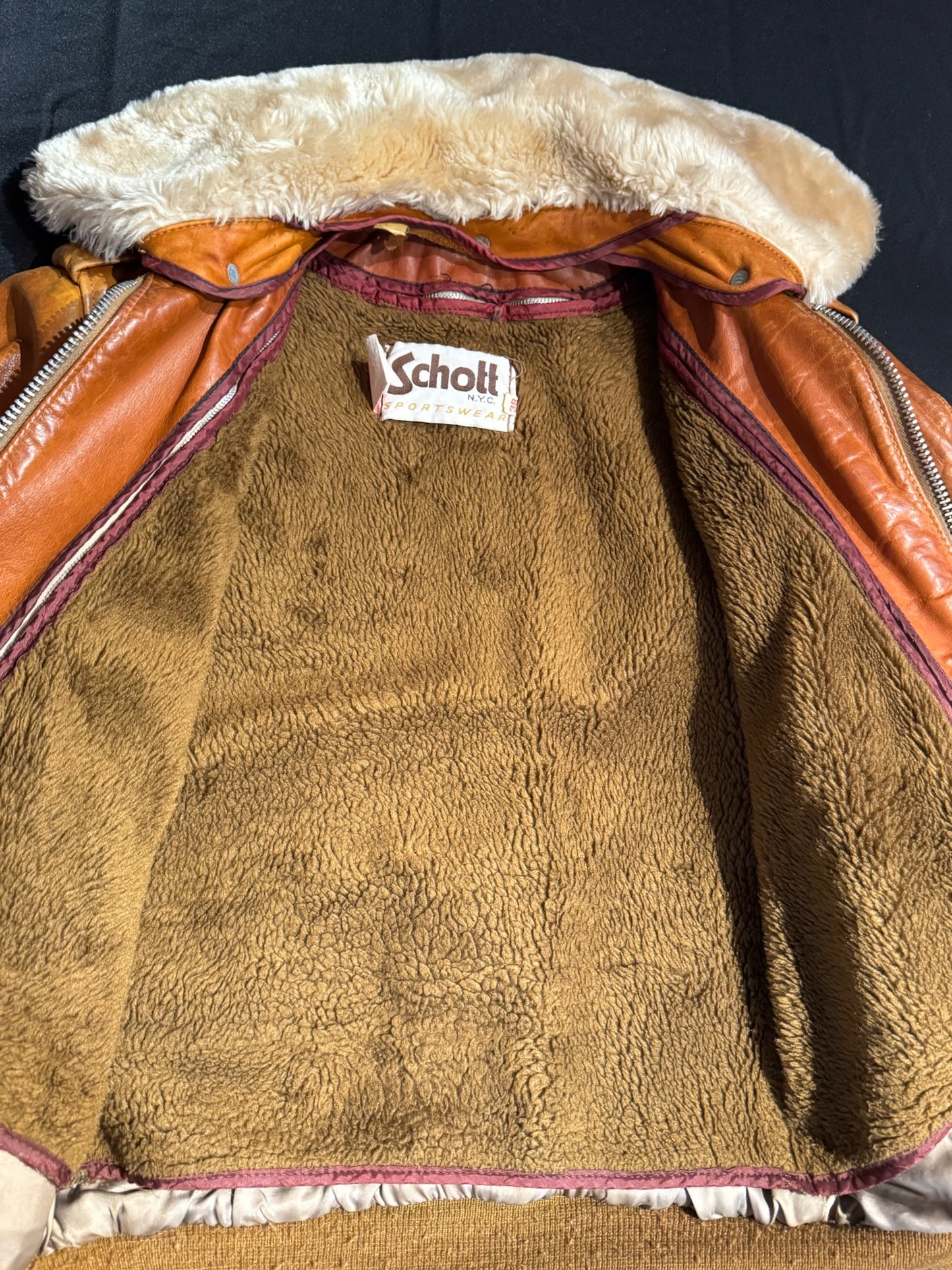 VINTAGE 80s SCHOTT N.Y.C 184SM FLIGHT JACKET SZ: 38