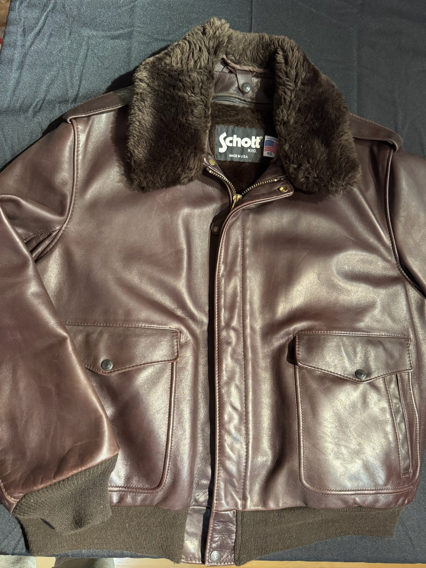 SCHOTT N.Y.C 184SM (MADE IN USA) FLIGHT JACKET SZ: 48