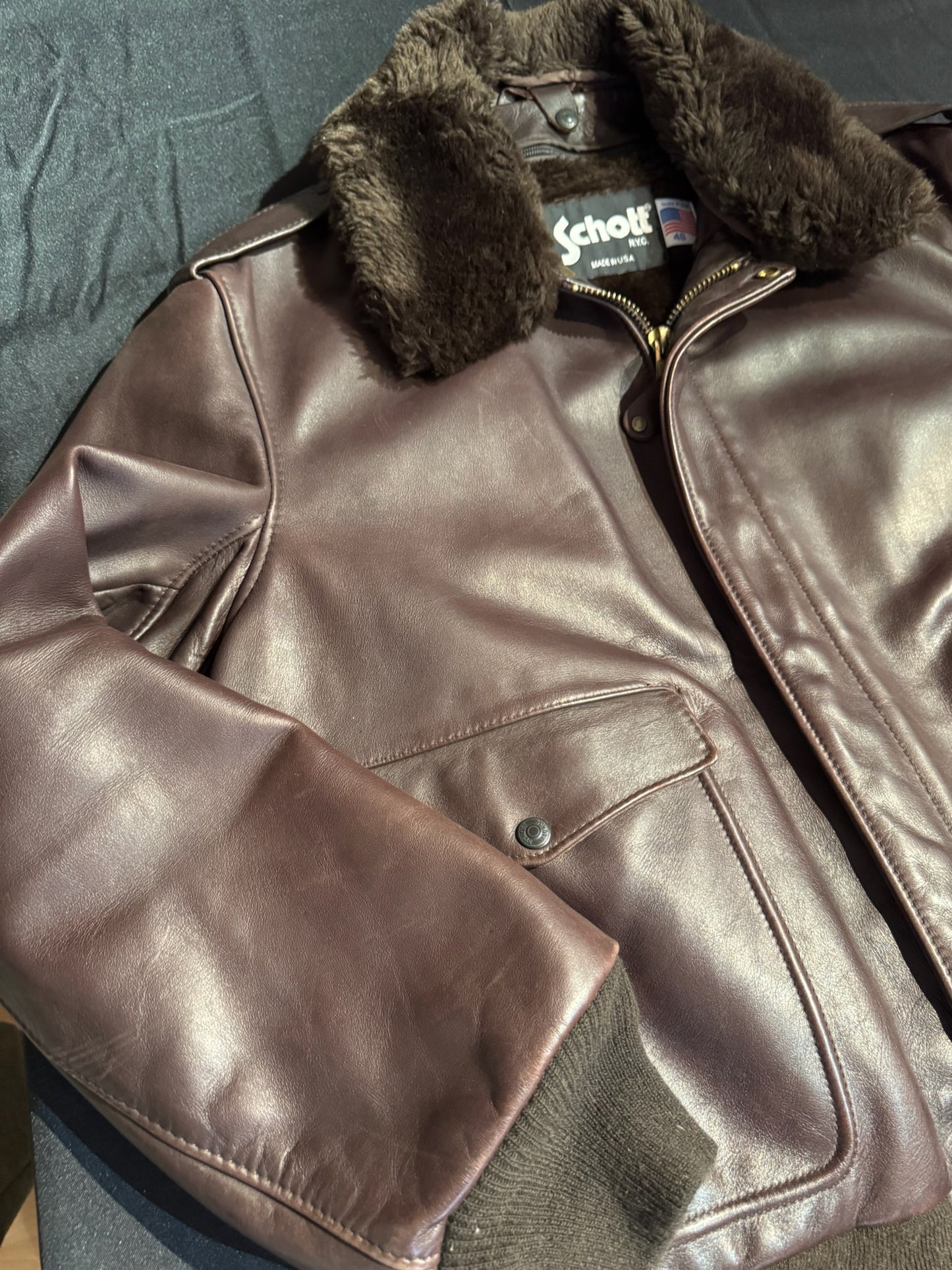 SCHOTT N.Y.C 184SM (MADE IN USA) FLIGHT JACKET SZ: 48