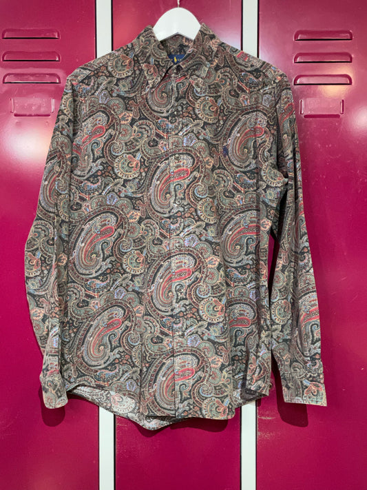 RALPH LAUREN PAISLEY CORDUROY SHIRT SZ: M
