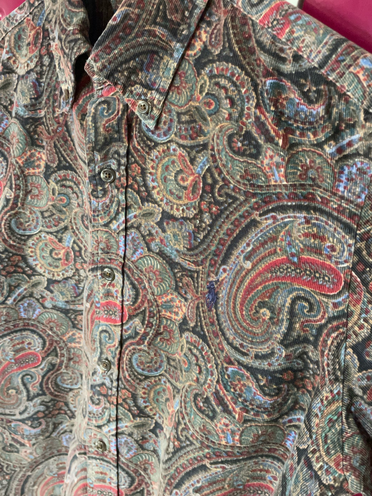 RALPH LAUREN PAISLEY CORDUROY SHIRT SZ: M