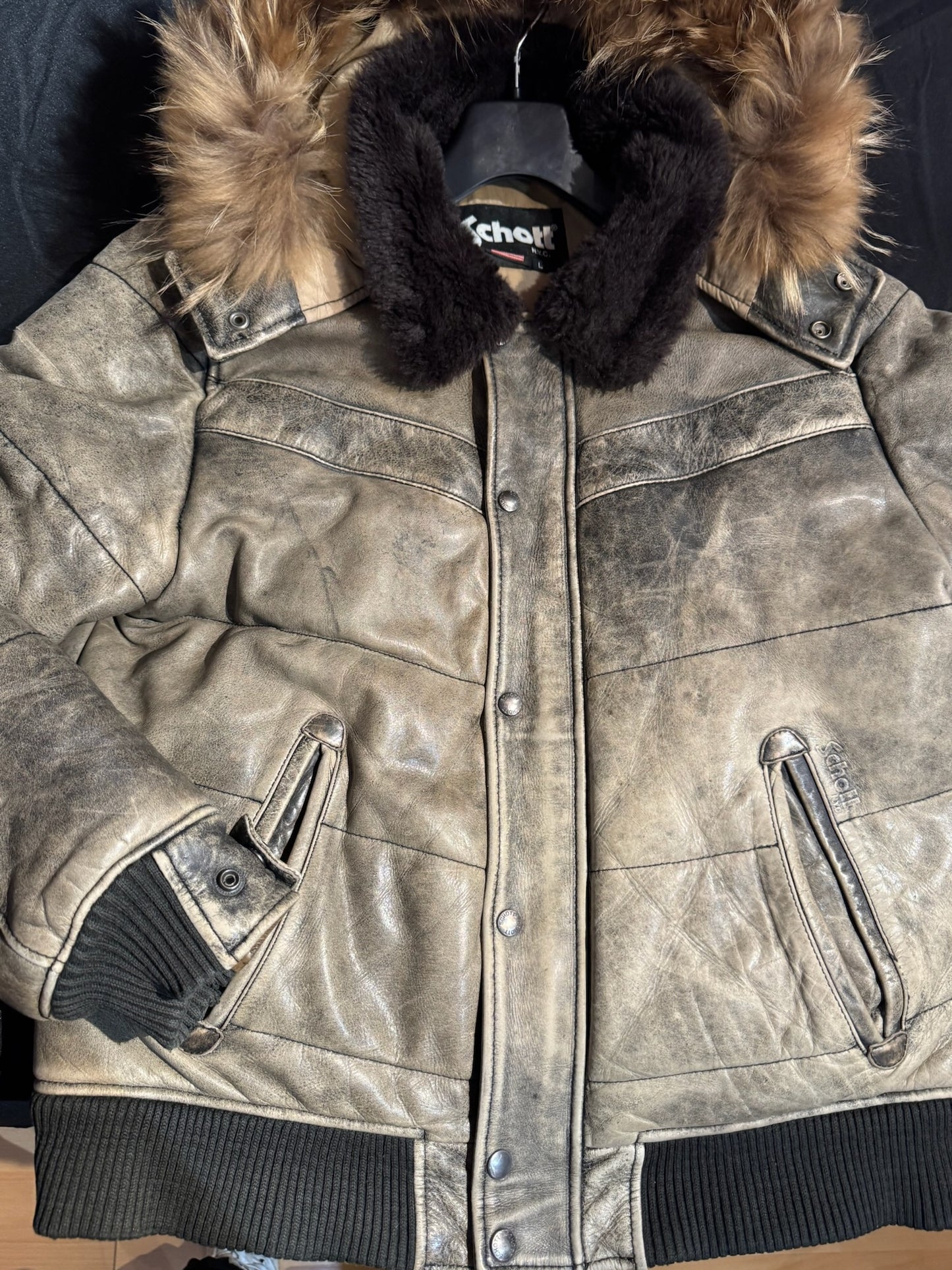 SCHOTT N.Y.C LC-20507 LEATHER GOOSE JACKET SZ: L