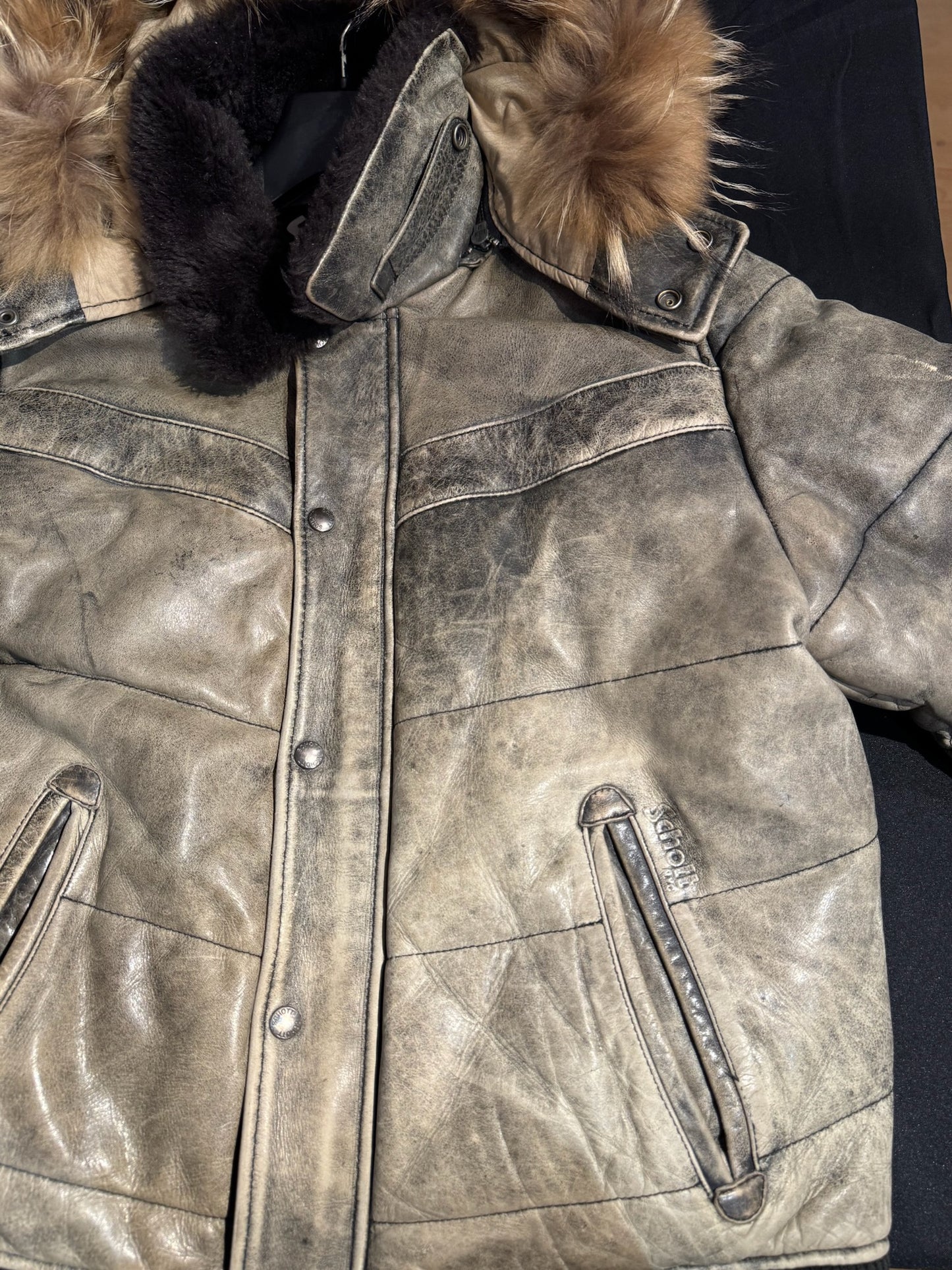 SCHOTT N.Y.C LC-20507 LEATHER GOOSE JACKET SZ: L