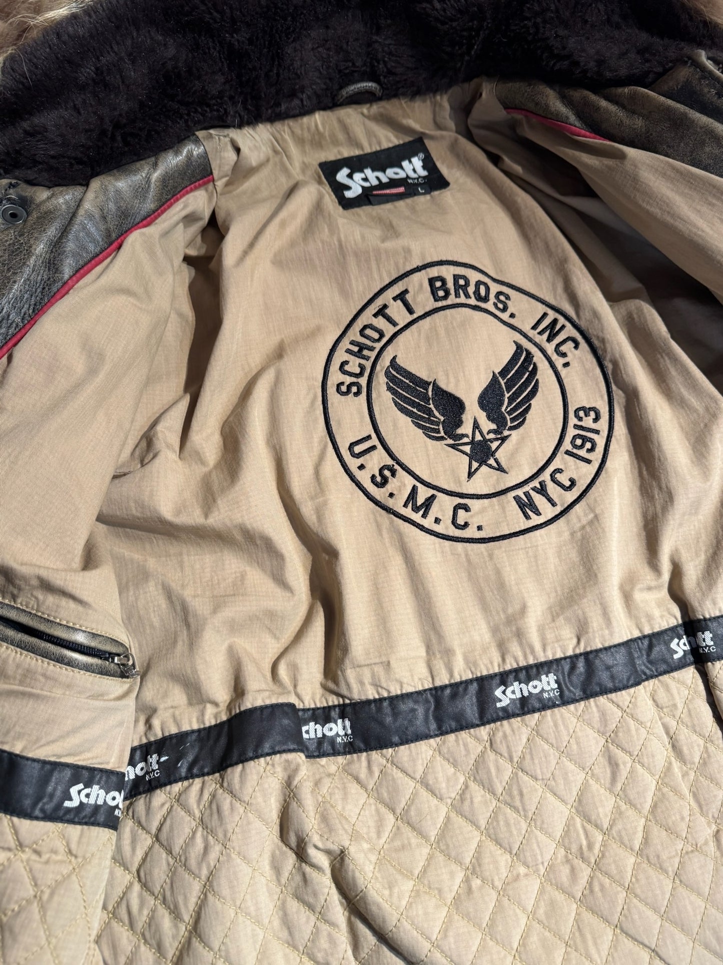 SCHOTT N.Y.C LC-20507 LEATHER GOOSE JACKET SZ: L