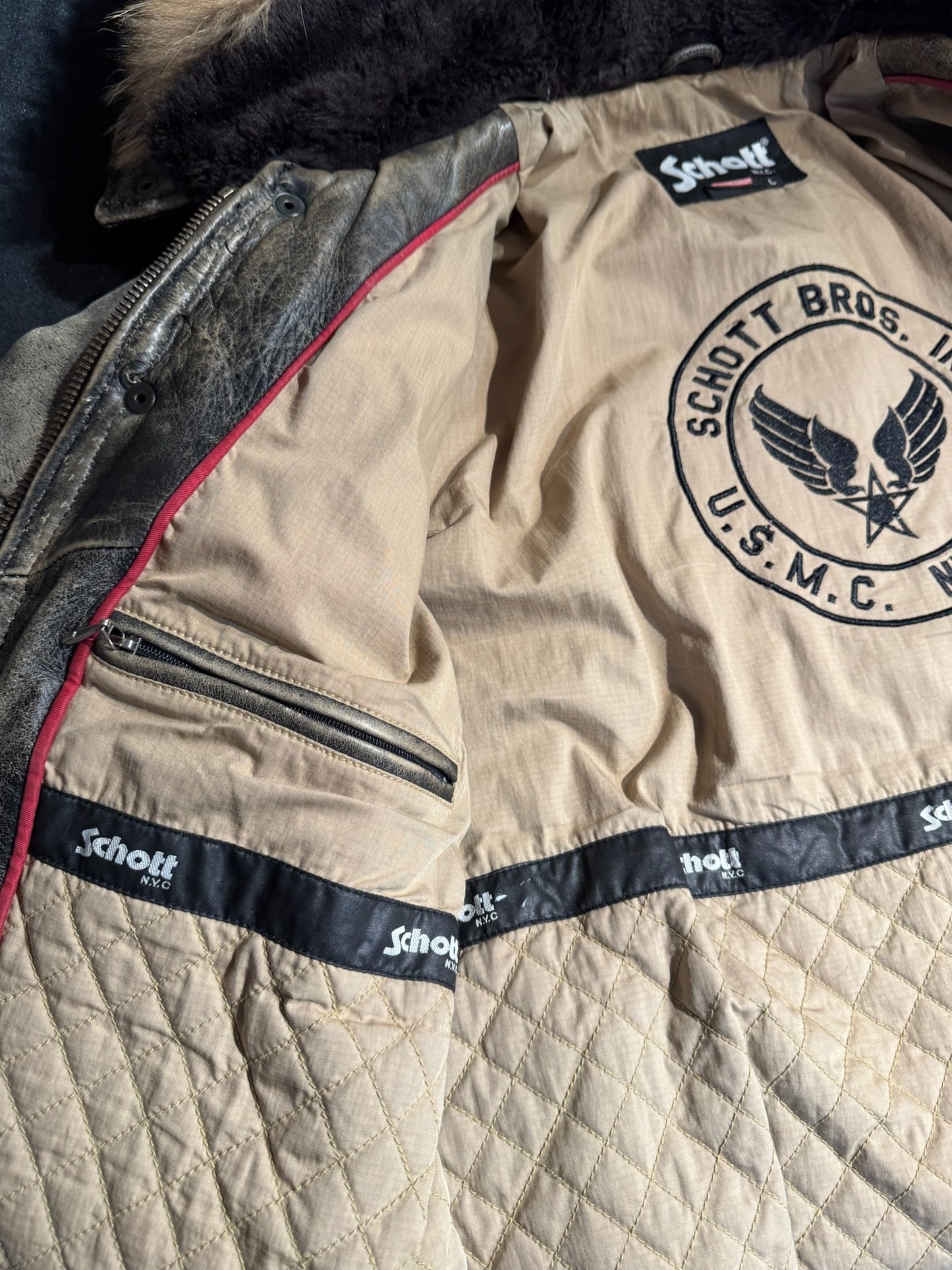 SCHOTT N.Y.C LC-20507 LEATHER GOOSE JACKET SZ: L
