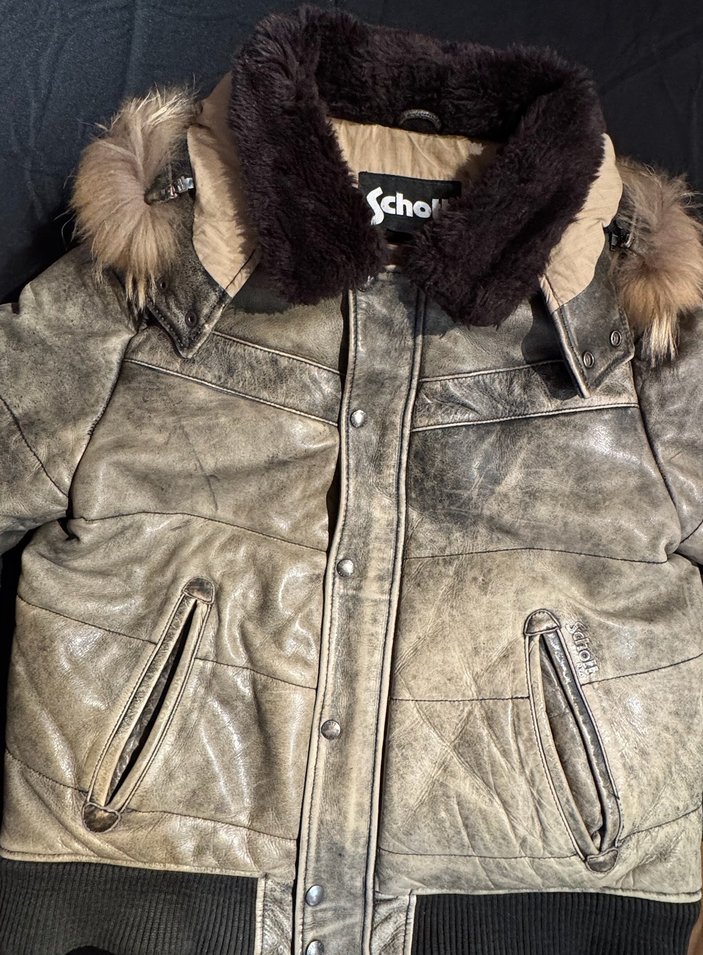 SCHOTT N.Y.C LC-20507 LEATHER GOOSE JACKET SZ: L