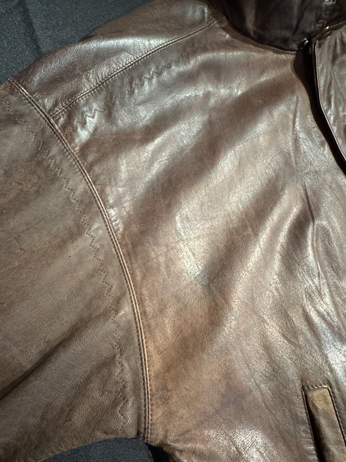VINTAGE 1996 ADIDAS OLYMPIC "LAKE PLACID" 1932 LEATHER JACKET SZ: L