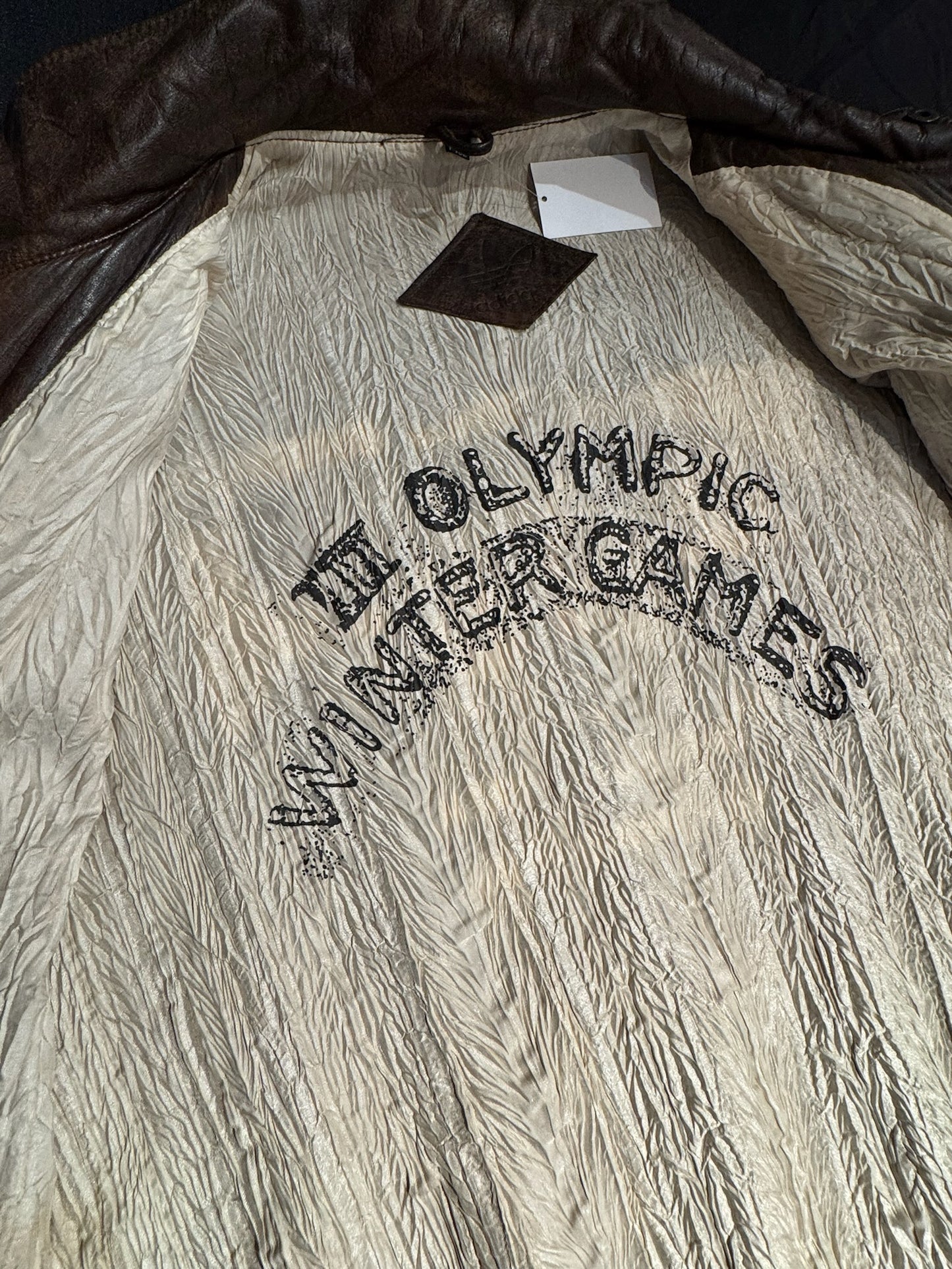 VINTAGE 1996 ADIDAS OLYMPIC "LAKE PLACID" 1932 LEATHER JACKET SZ: L