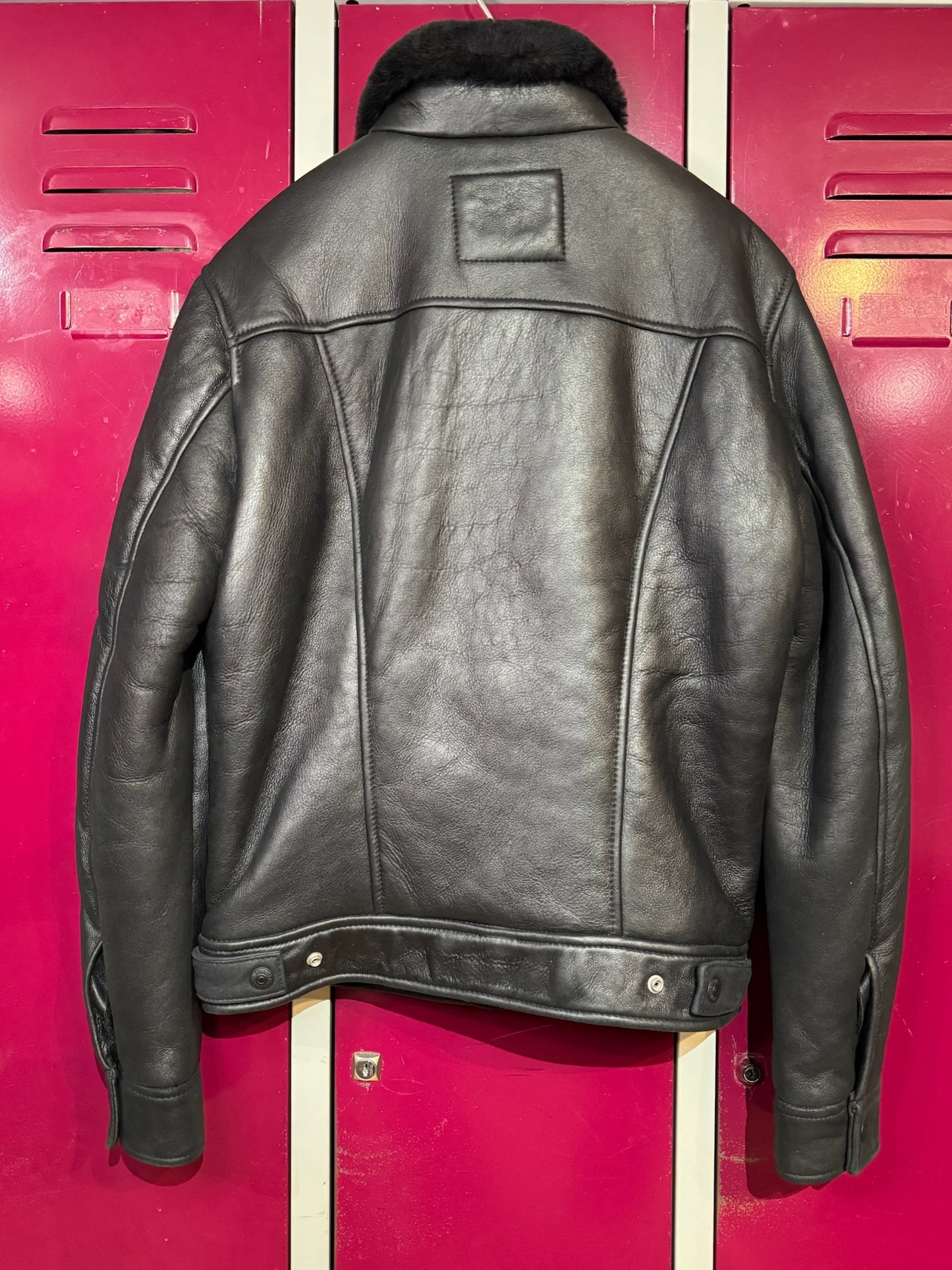 LEVI'S SHEEPSKIN LEATHER TRUCKER JACKET SZ: S