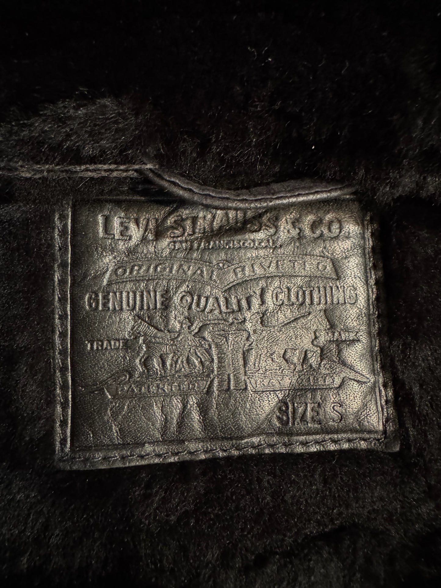 LEVI'S SHEEPSKIN LEATHER TRUCKER JACKET SZ: S
