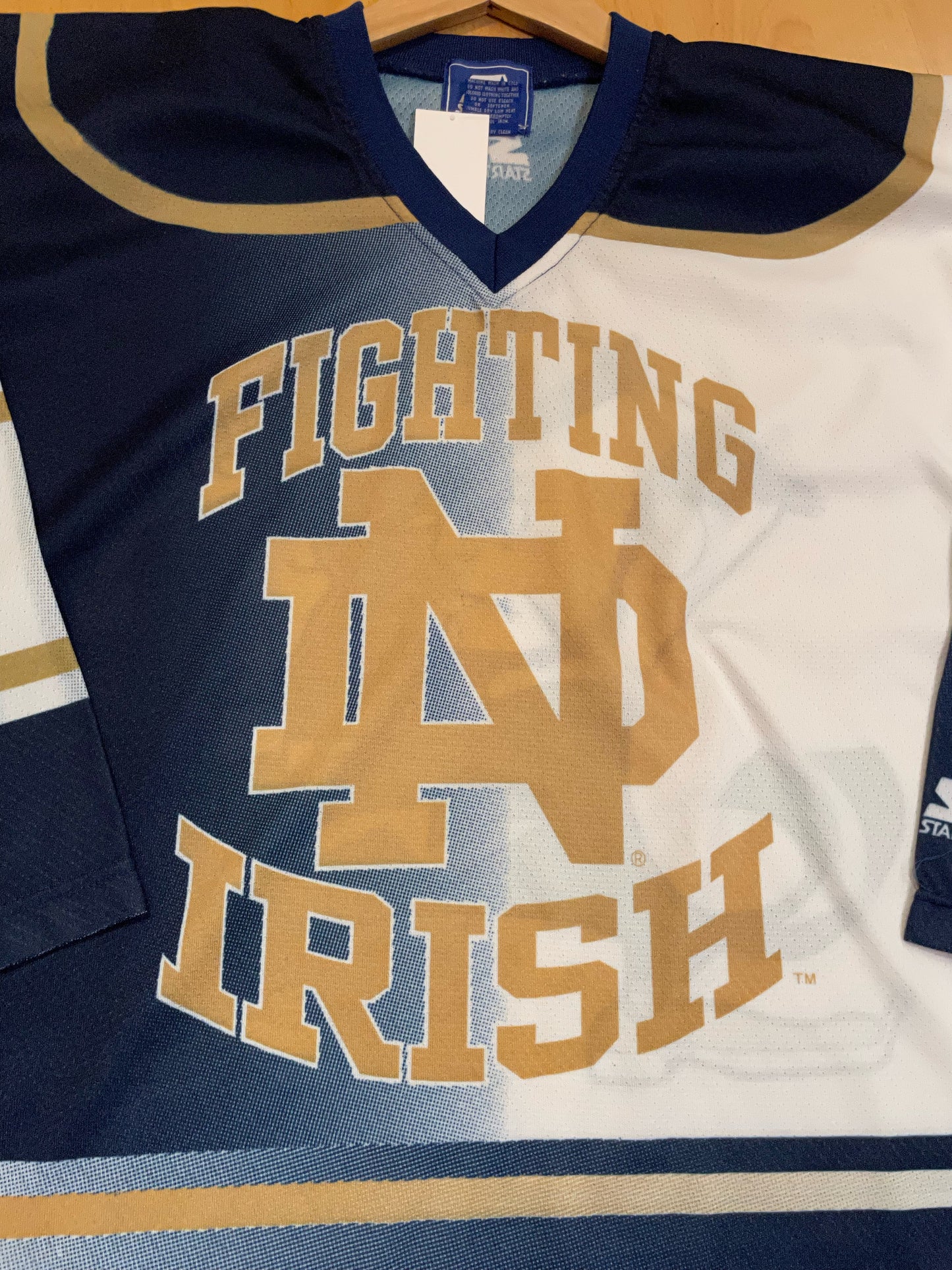 VINTAGE 90s STARTER FIGHTING IRISH NOTRE DAME ALL OVER PRINT NCAA FOOTBALL JERSEY  SZ: XL