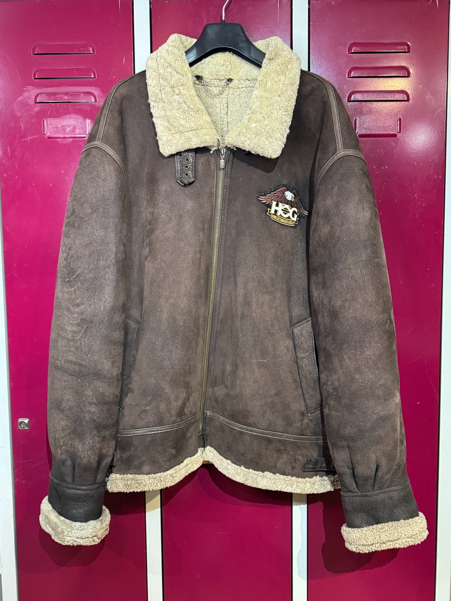 VINTAGE ROMANTICA "HARLEY DAVIDSON" SHEARLING SHEEPSKIN JACKET SZ: 54