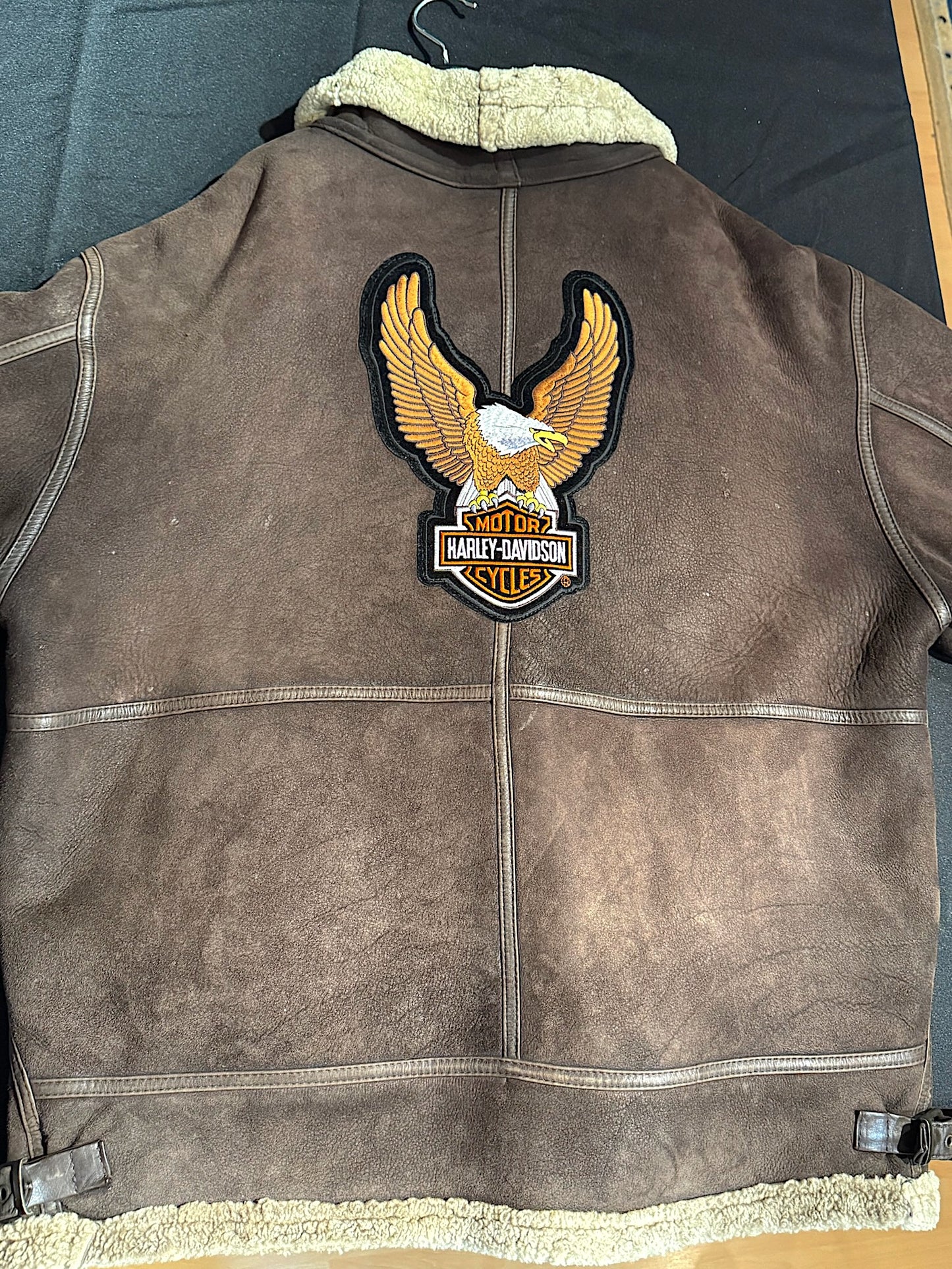 VINTAGE ROMANTICA "HARLEY DAVIDSON" SHEARLING SHEEPSKIN JACKET SZ: 54