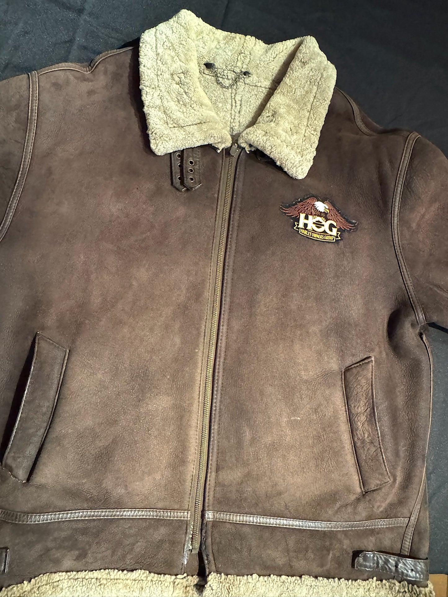 VINTAGE ROMANTICA "HARLEY DAVIDSON" SHEARLING SHEEPSKIN JACKET SZ: 54