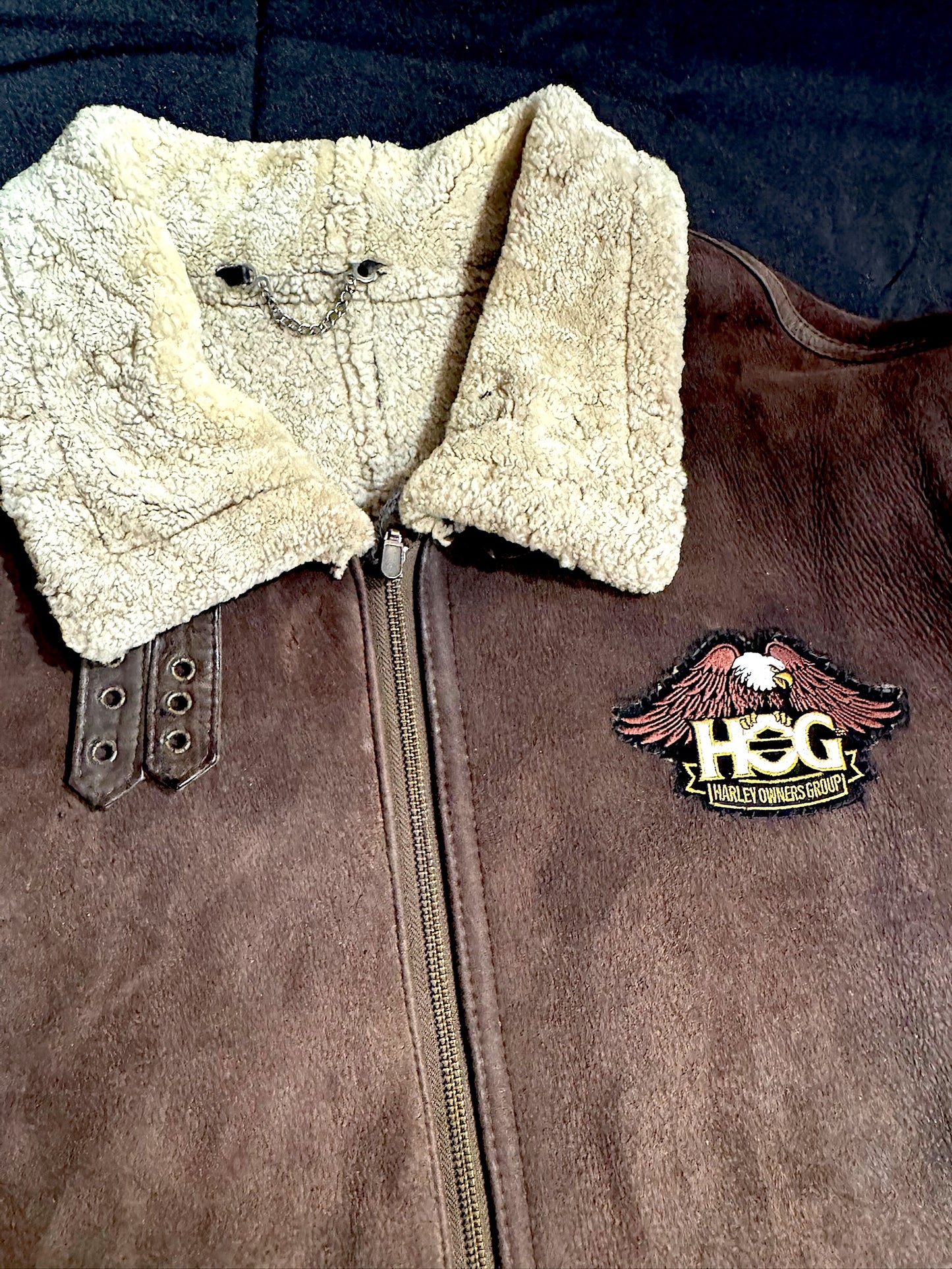 VINTAGE ROMANTICA "HARLEY DAVIDSON" SHEARLING SHEEPSKIN JACKET SZ: 54