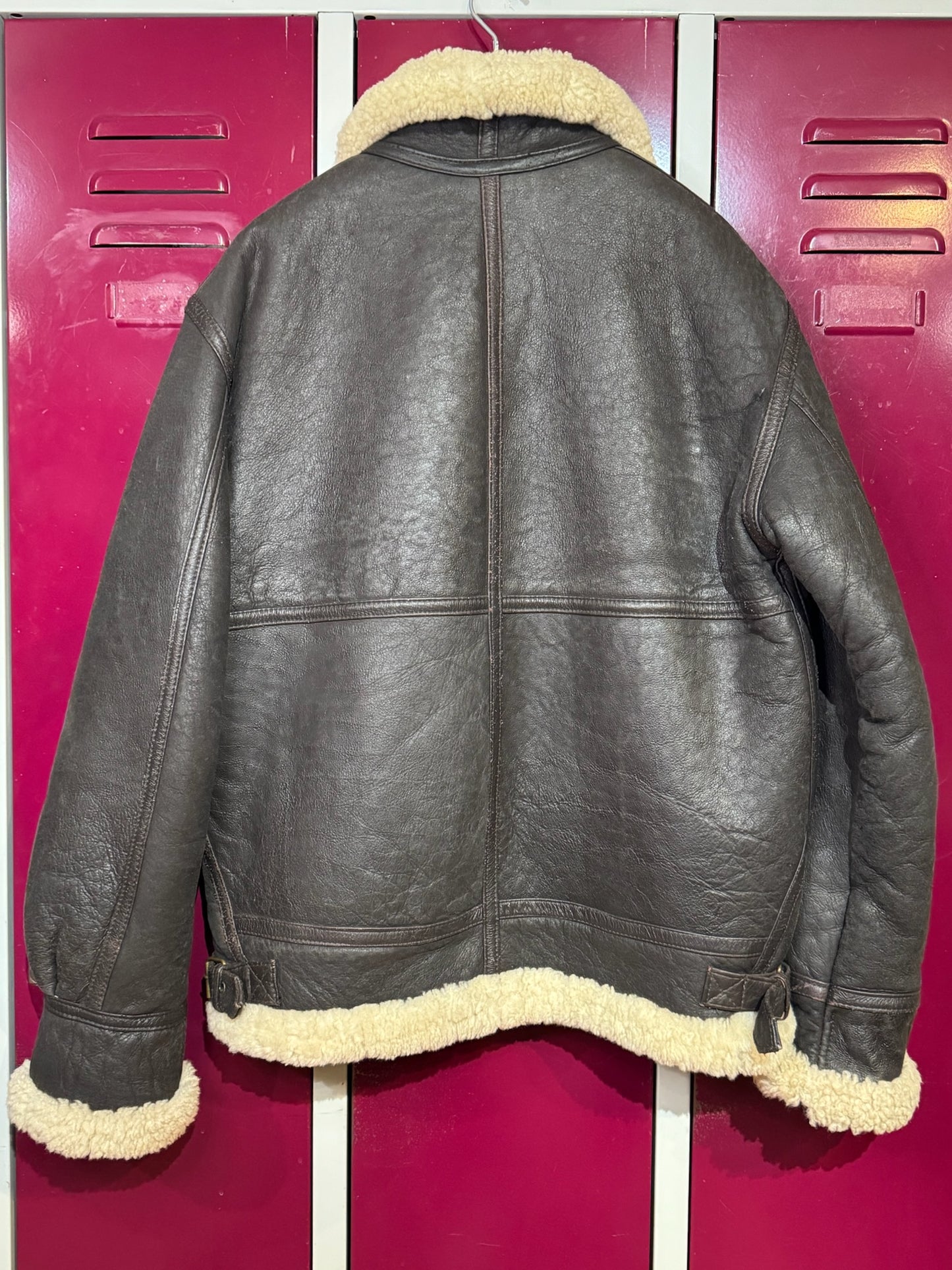 VINTAGE ORIGINAL SHEARLING BOMBARDIER SHEEPSKIN JACKET SZ: 50