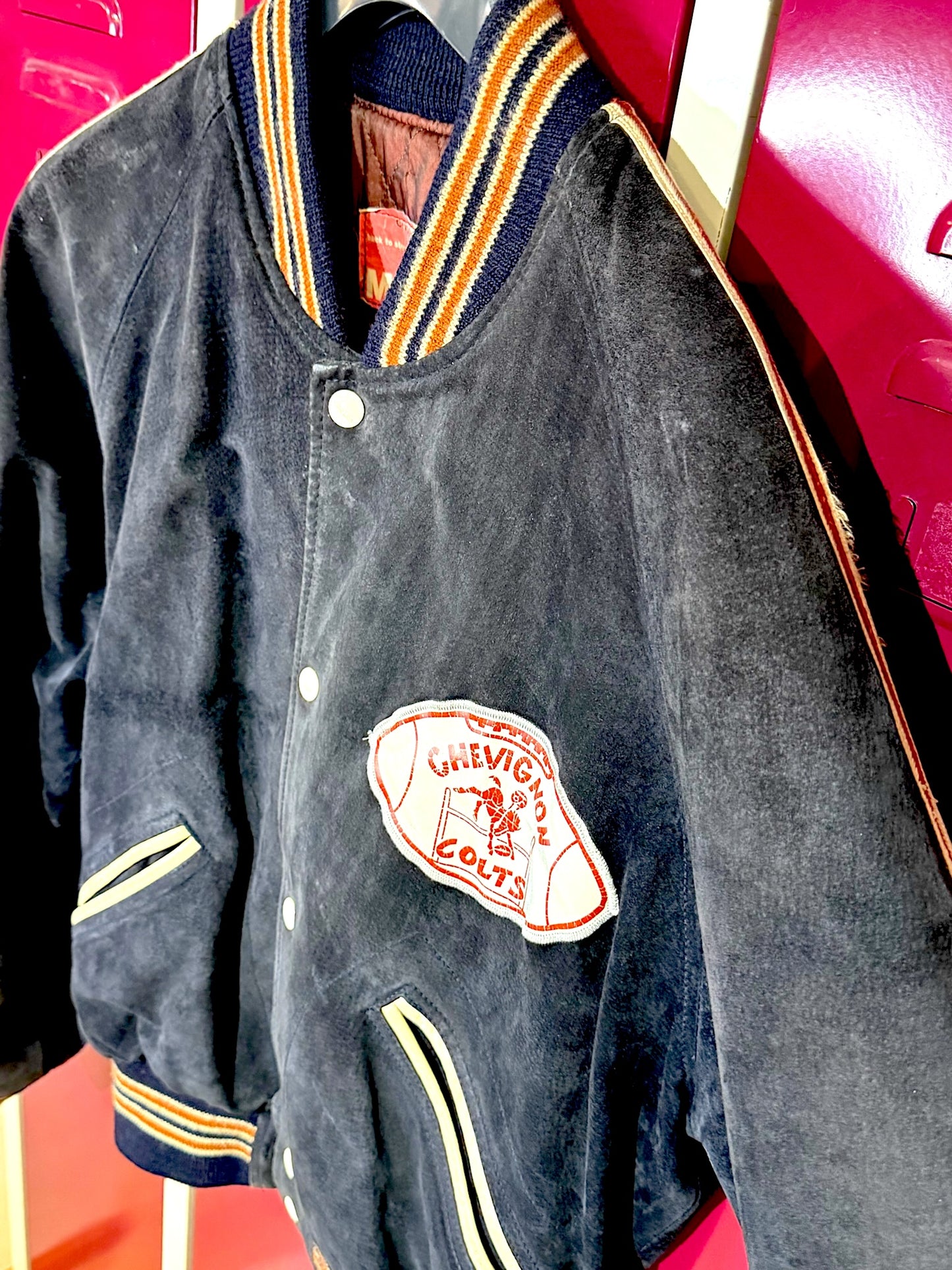 VINTAGE CHEVIGNON "COLTS" FOOTBALL LEATHER JACKET SZ: L