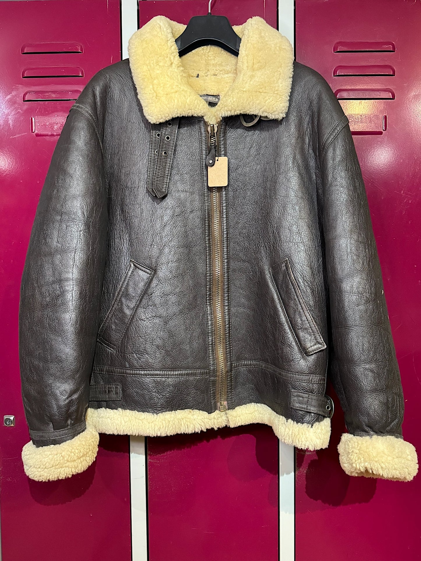 VINTAGE NAF NAF SHEARLING BOMBARDIER SHEEPSKIN JACKET SZ: T.1 = M