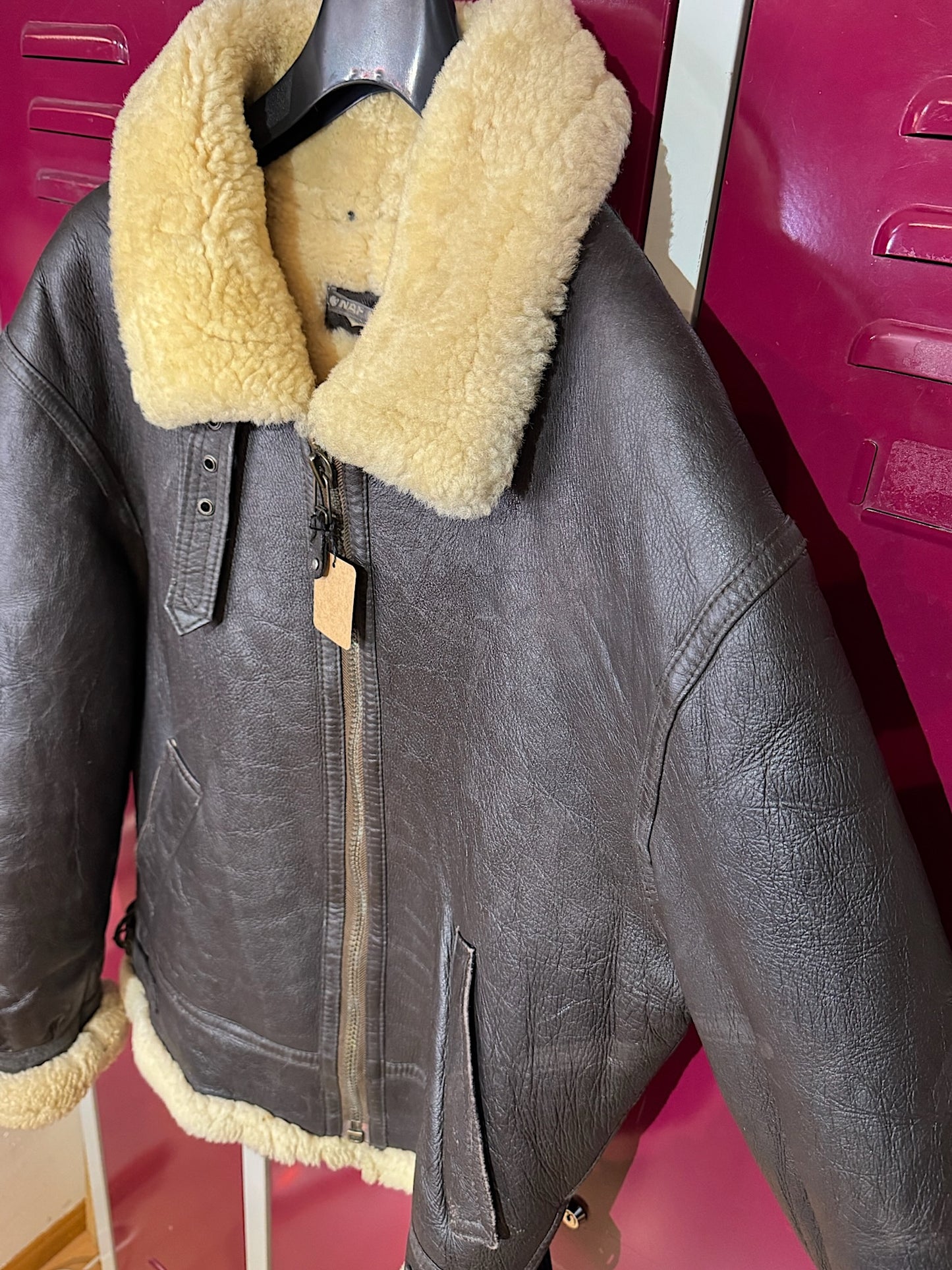 VINTAGE NAF NAF SHEARLING BOMBARDIER SHEEPSKIN JACKET SZ: T.1 = M