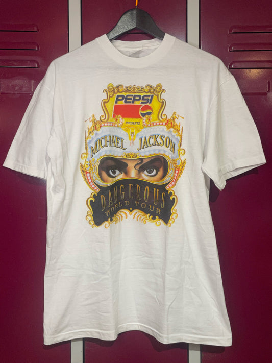 VINTAGE 1992 MICHAEL JACKSON "PEPSI DANGEROUS WORLD TOUR" MUSIC T-SHIRT  SZ: L