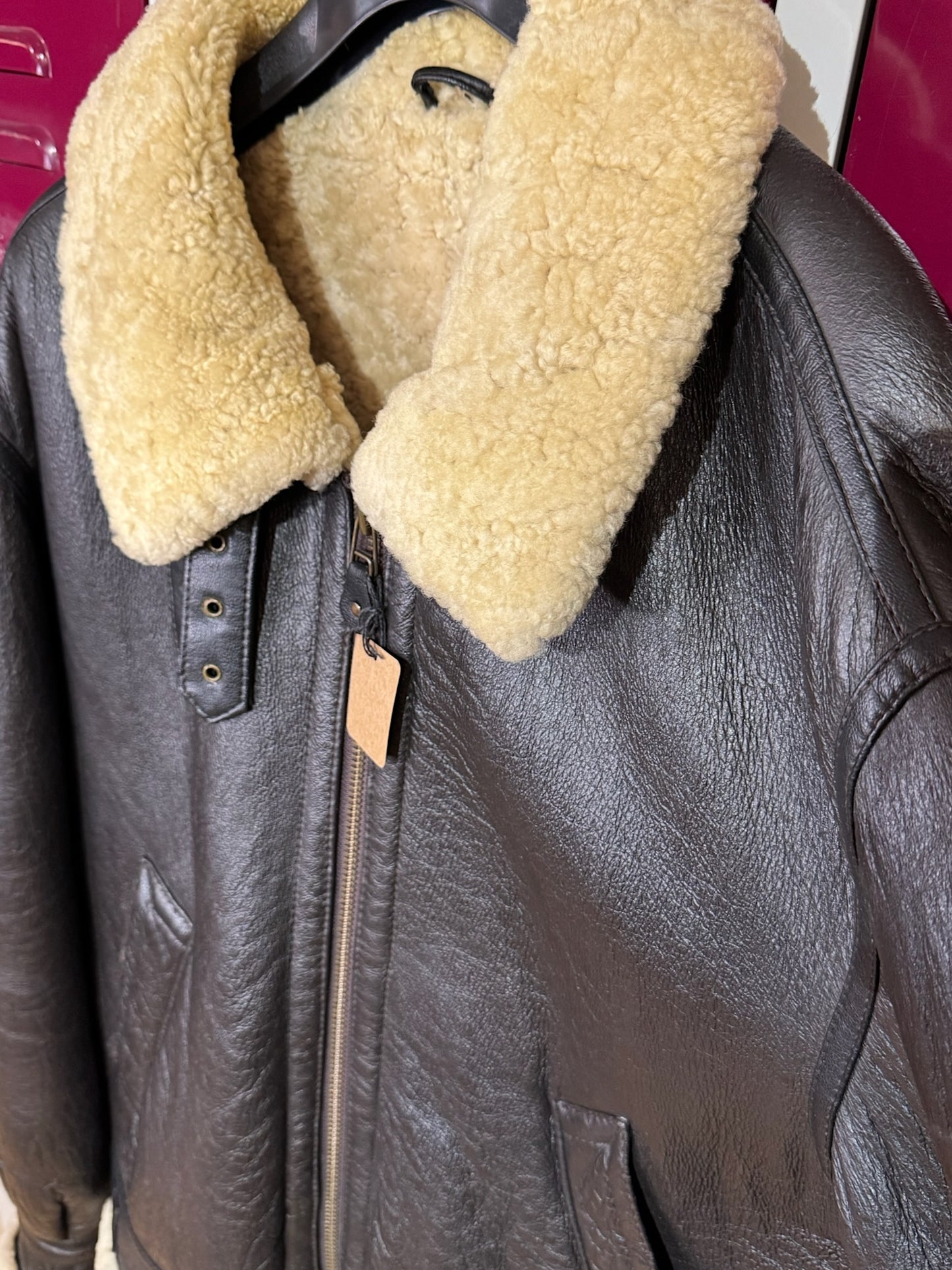 VINTAGE ORIGINAL SHEARLING BOMBARDIER SHEEPSKIN JACKET SZ: 3/M