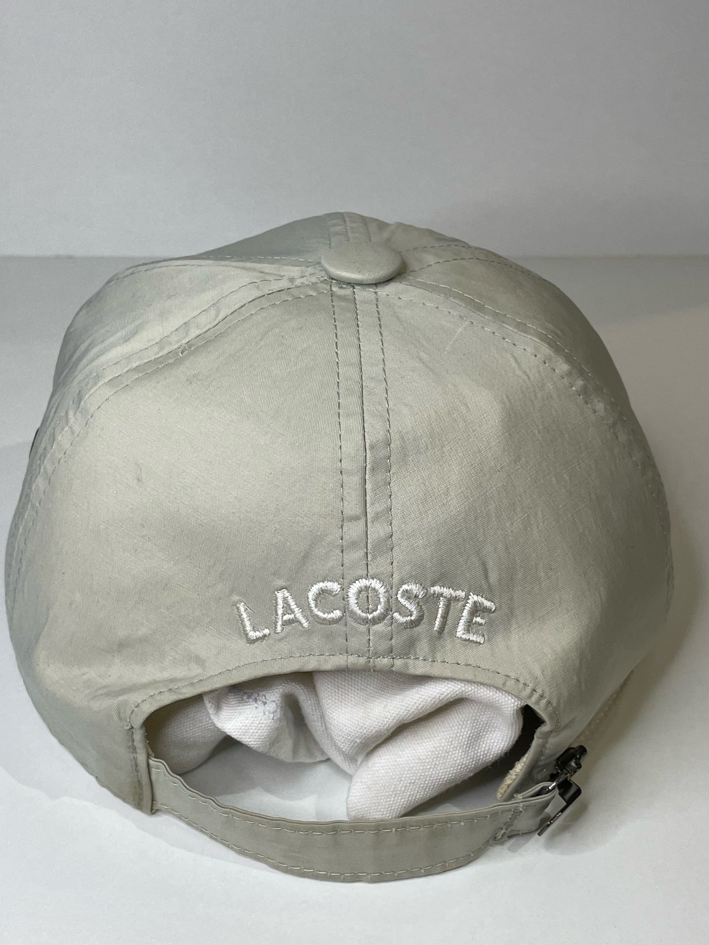 LACOSTE 6 PANEL MID 2000s SLIDEBACK CAP HAT SZ: 0