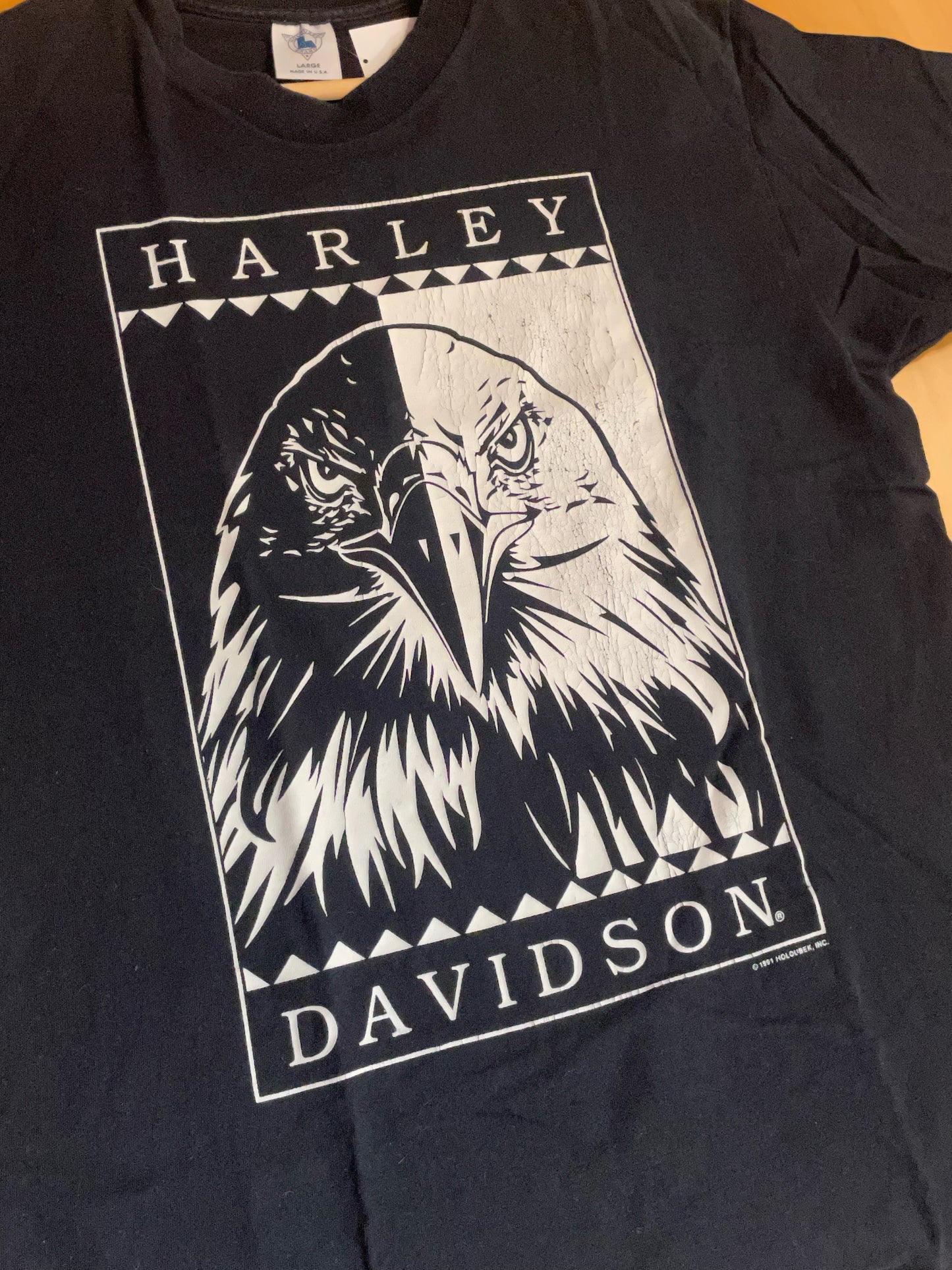 VINTAGE 1991 BALD EAGLE HARLEY DAVIDSON MOTOR CYCLES T-SHIRT  SZ: L
