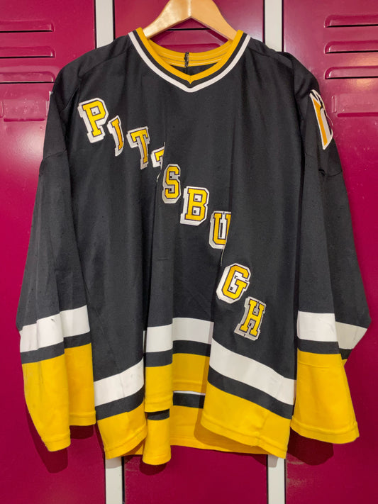 VINTAGE BAUER PTTSBURGH PENGUINS NHL HOCKEY JERSEY  SZ: L/XL
