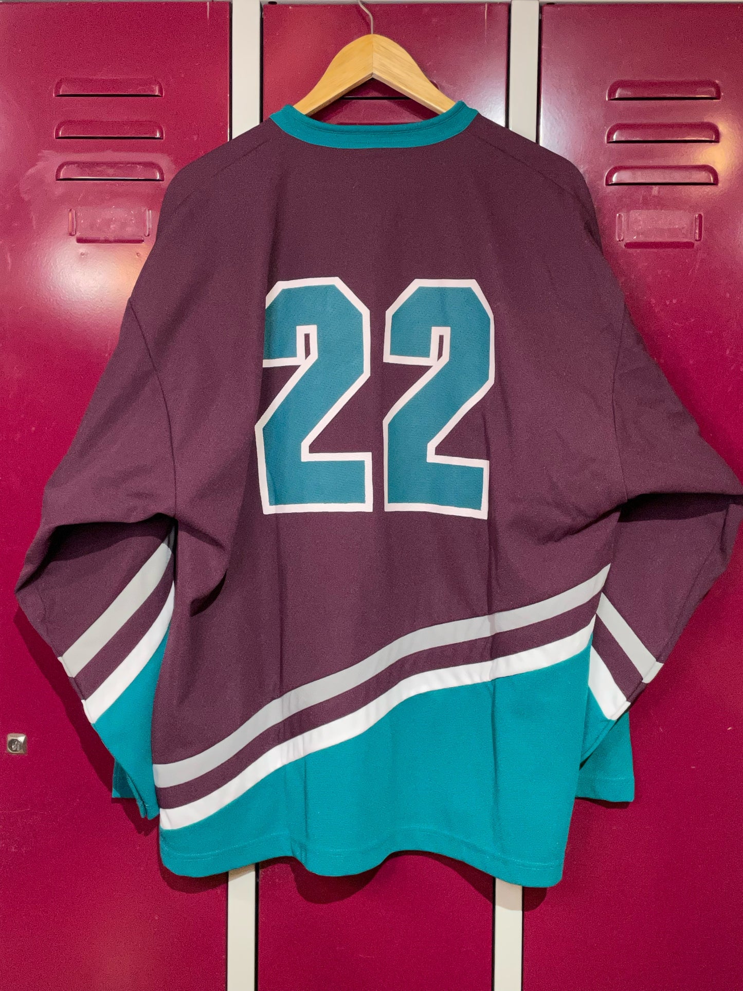 VINTAGE 90s CAMPRI ANAHEIM MIGHTY DUCKS "22" NHL HOCKEY JERSEY SZ: L