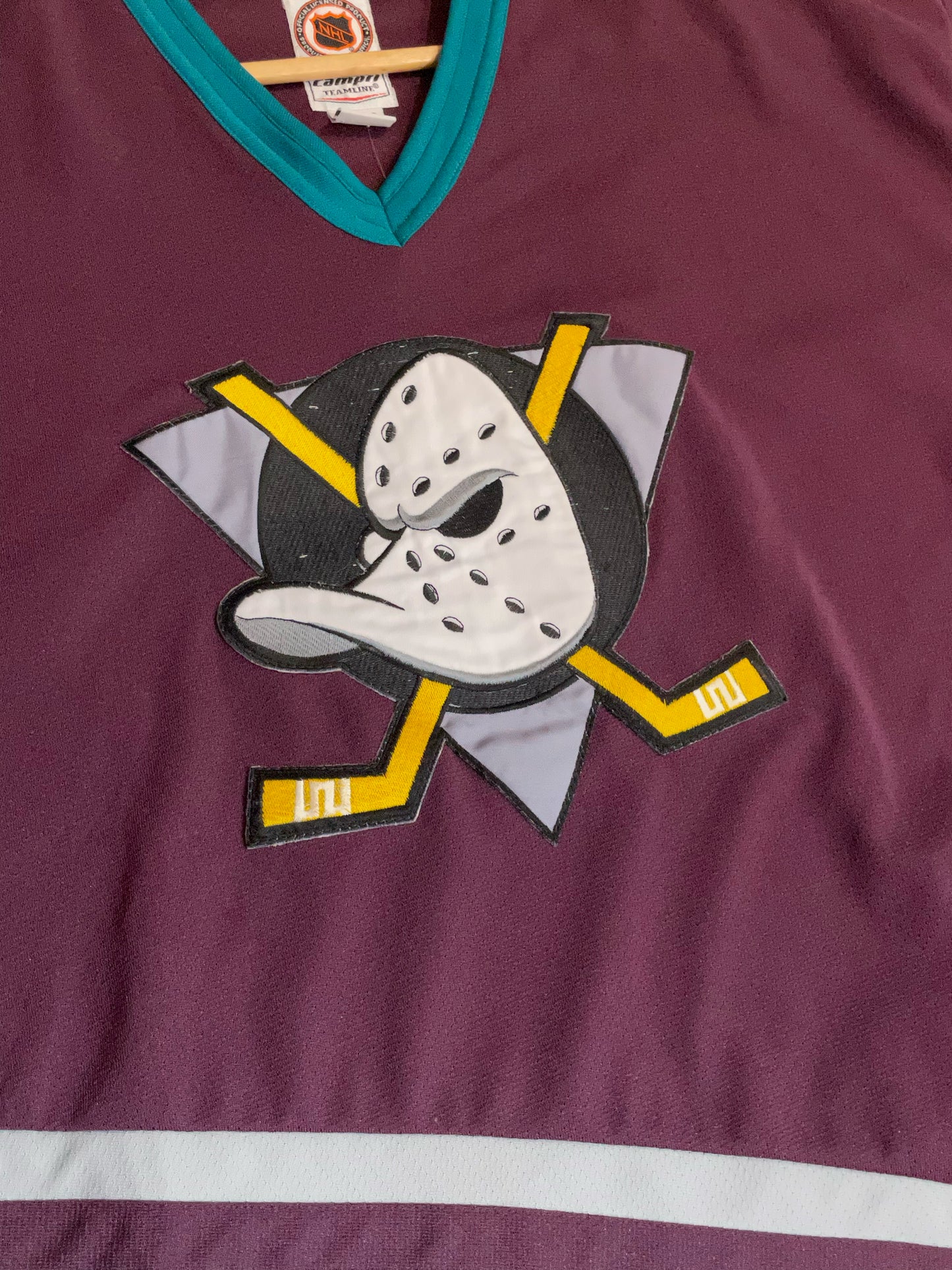 VINTAGE 90s CAMPRI ANAHEIM MIGHTY DUCKS "22" NHL HOCKEY JERSEY SZ: L