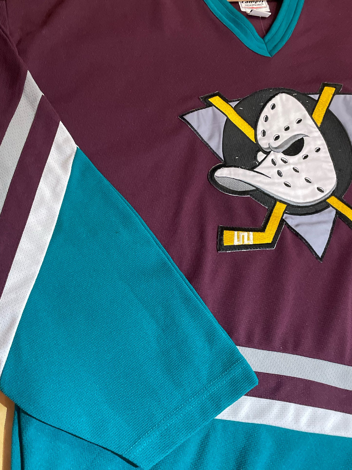 VINTAGE 90s CAMPRI ANAHEIM MIGHTY DUCKS "22" NHL HOCKEY JERSEY SZ: L