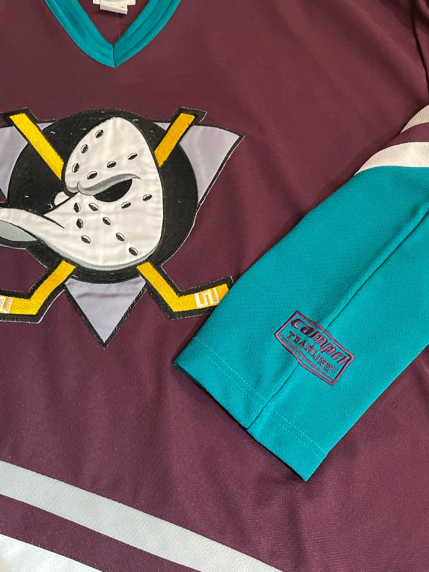 VINTAGE 90s CAMPRI ANAHEIM MIGHTY DUCKS "22" NHL HOCKEY JERSEY SZ: L