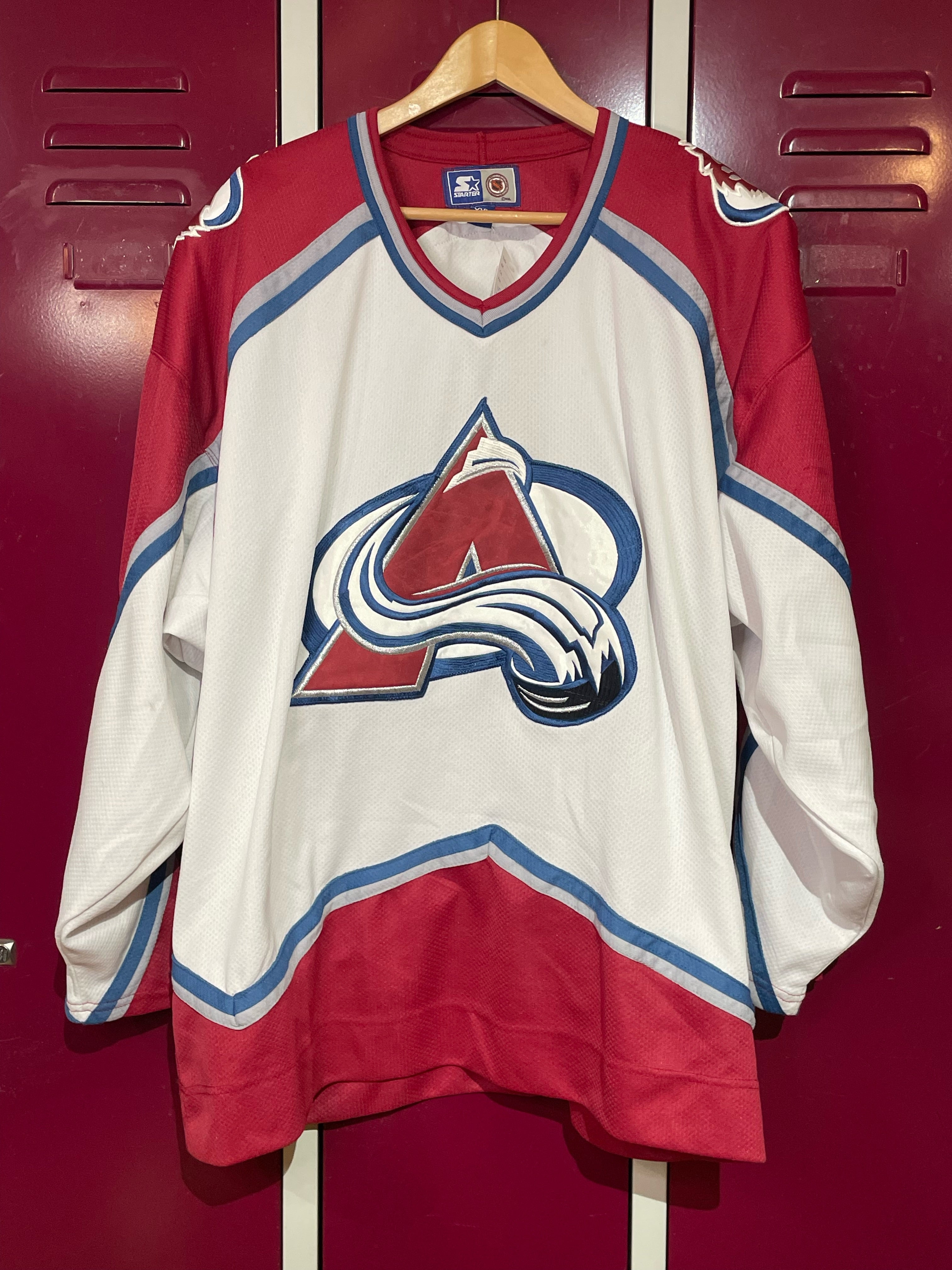Vintage Starter Colorado Avalanche White NHL Hockey Jersey Size XL 