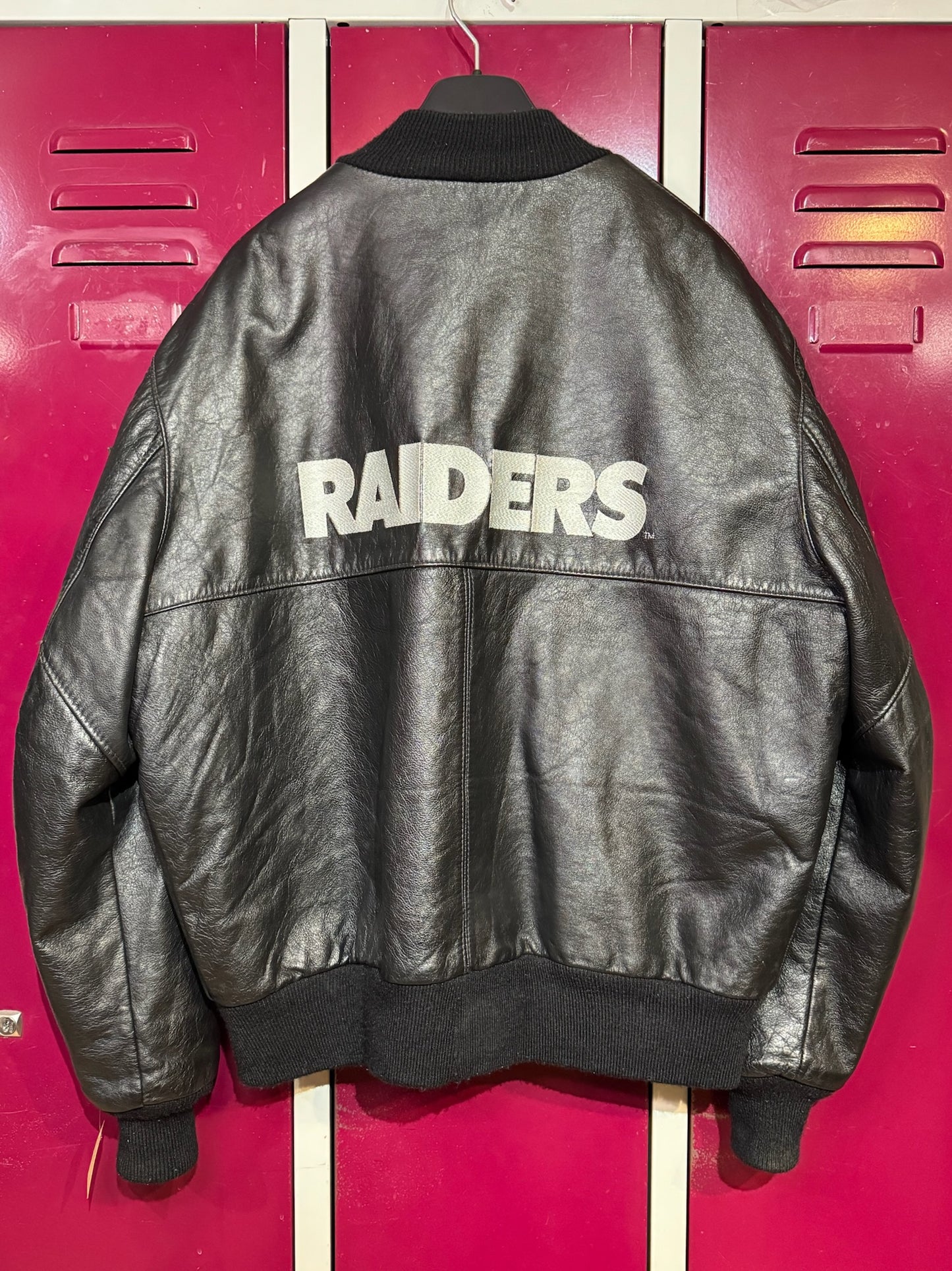 VINTAGE 90s LOS ANGELES RAIDERS DELONG VARSITY JACKET SZ: 48