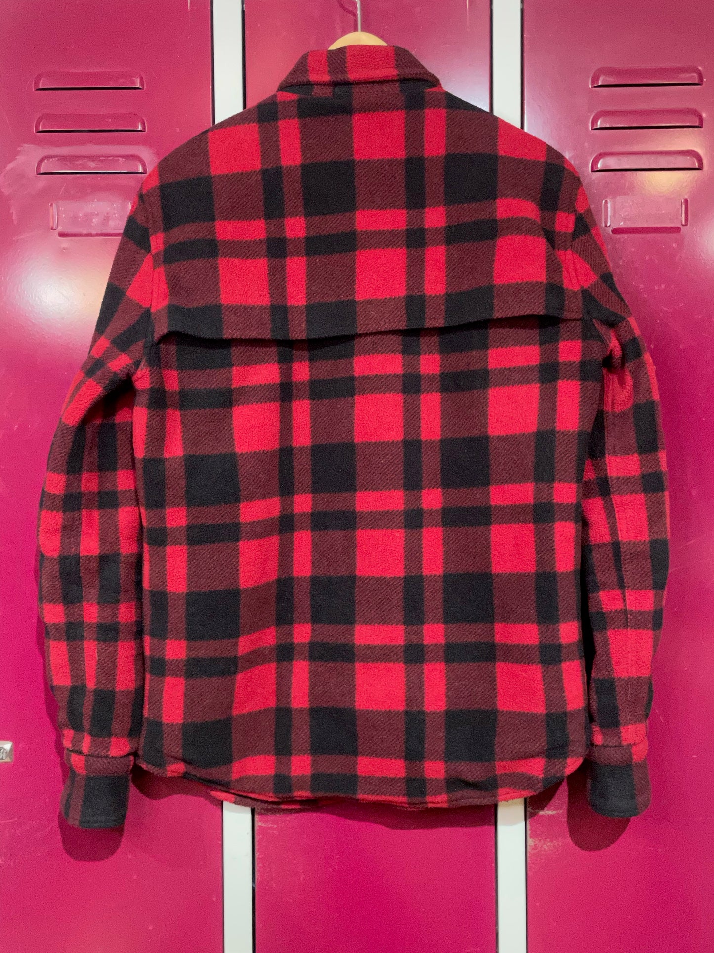 POLO RALPH LAUREN CHECK RED PLAID FLEECE SHIRT JACKET SZ: S