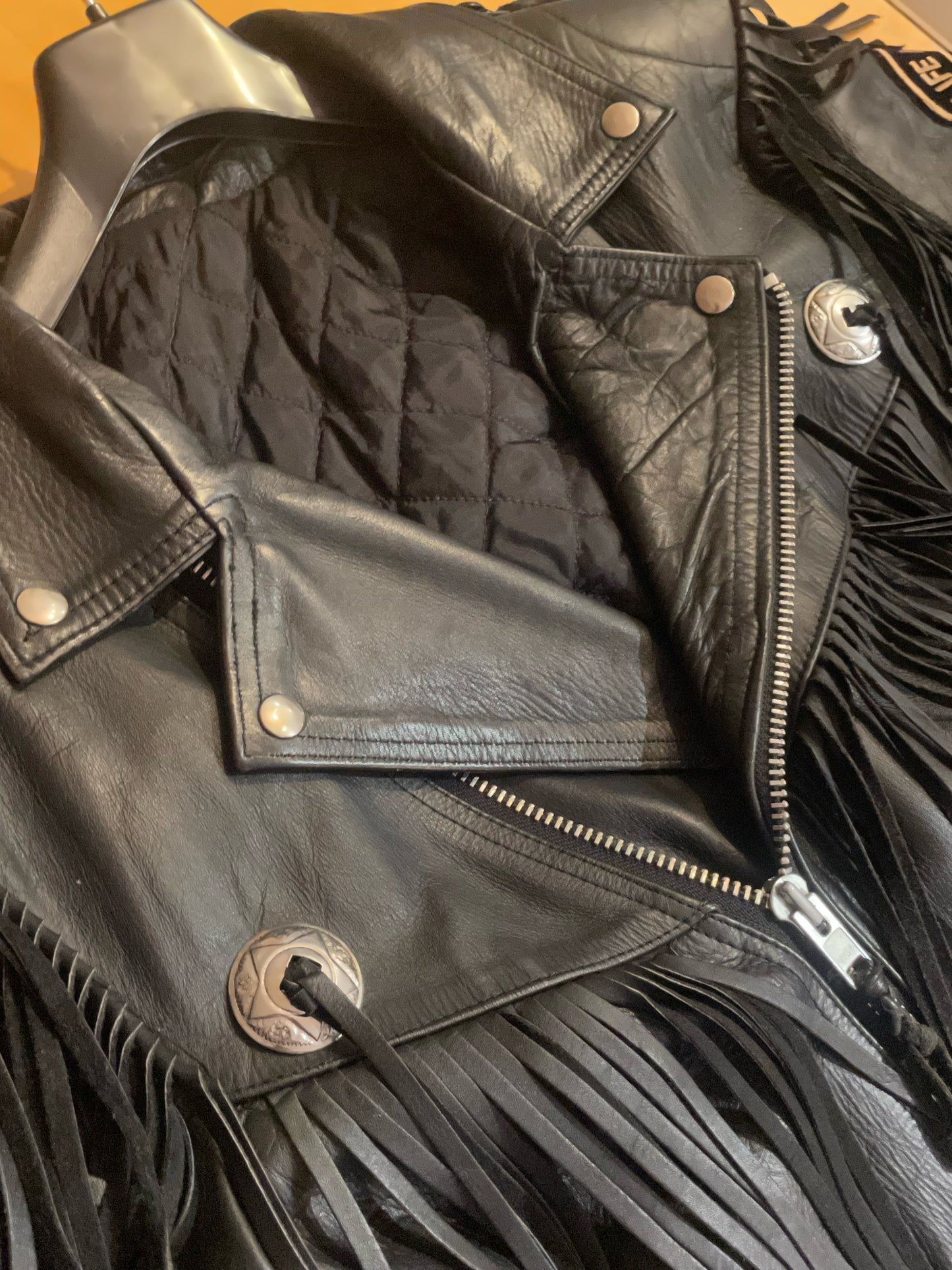 VINTAGE 90s HARLEY DAVIDSON "HERITAGE SOFTAIL" FRINGE LEATHER JACKET SZ: XL
