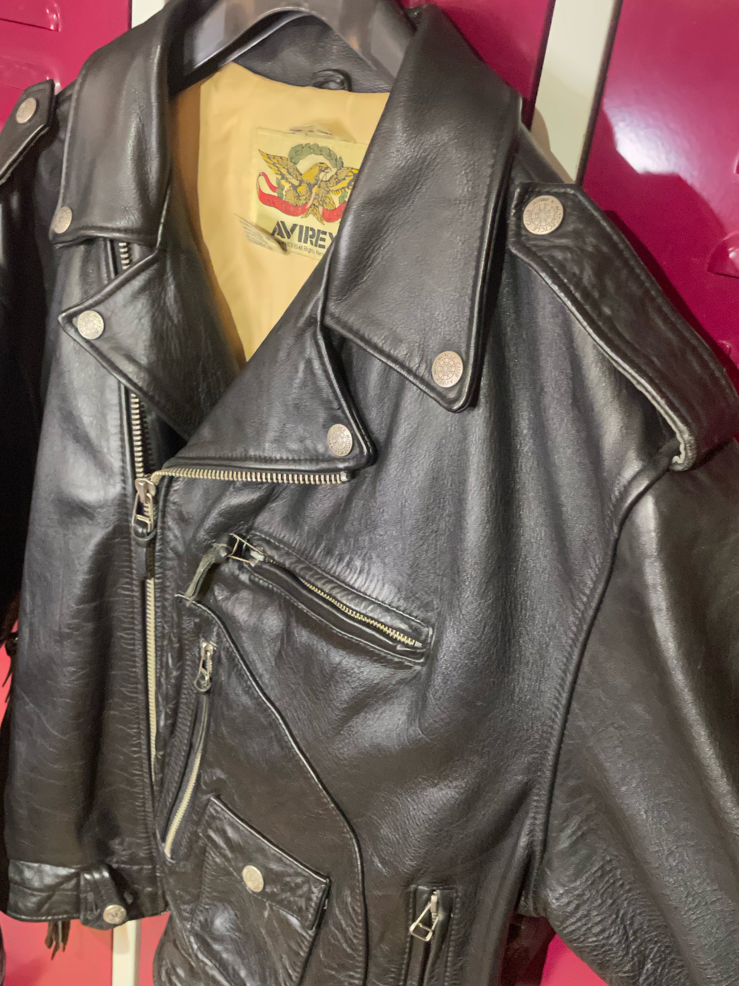 VINTAGE AVIREX "HOWLING WOLF" BIKER LEATHER JACKET SZ: XXL