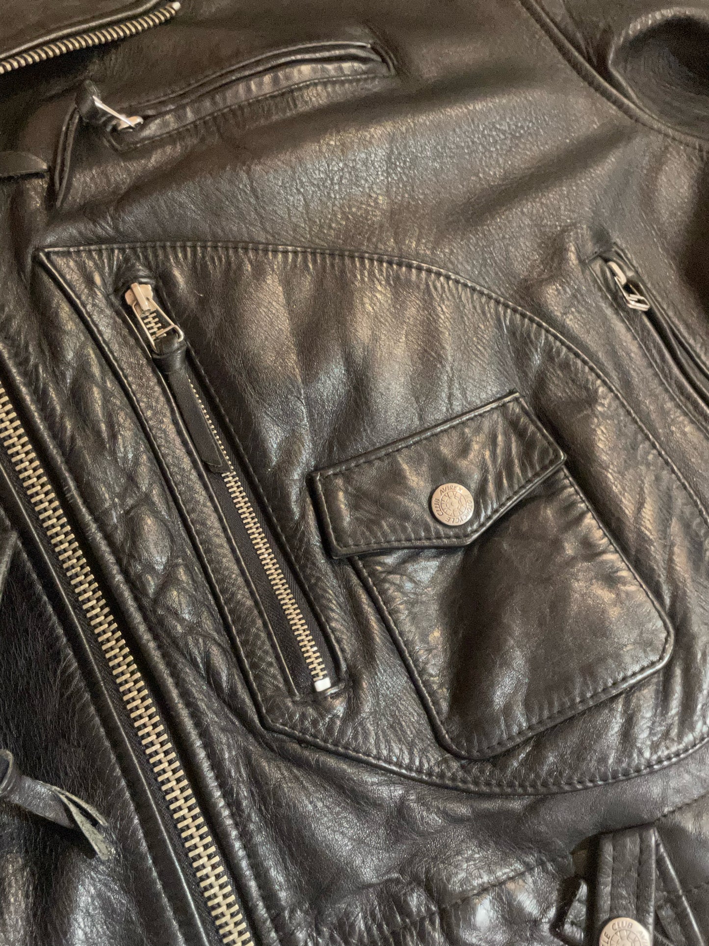 VINTAGE AVIREX "HOWLING WOLF" BIKER LEATHER JACKET SZ: XXL