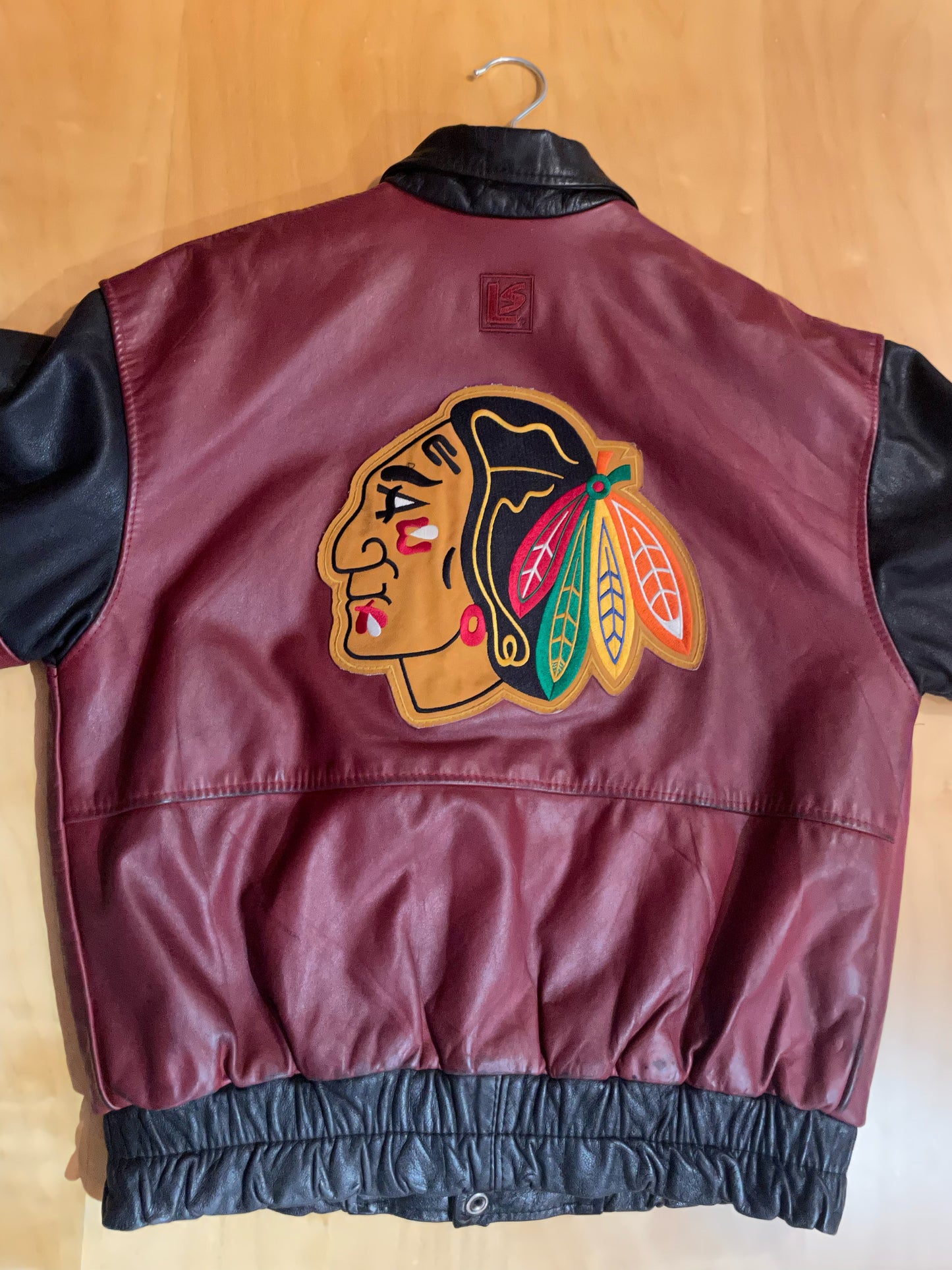 VINTAGE LEATHER SPORT CHICAGO BLACKHAWKS NHL LEATHER JACKET SZ: XS