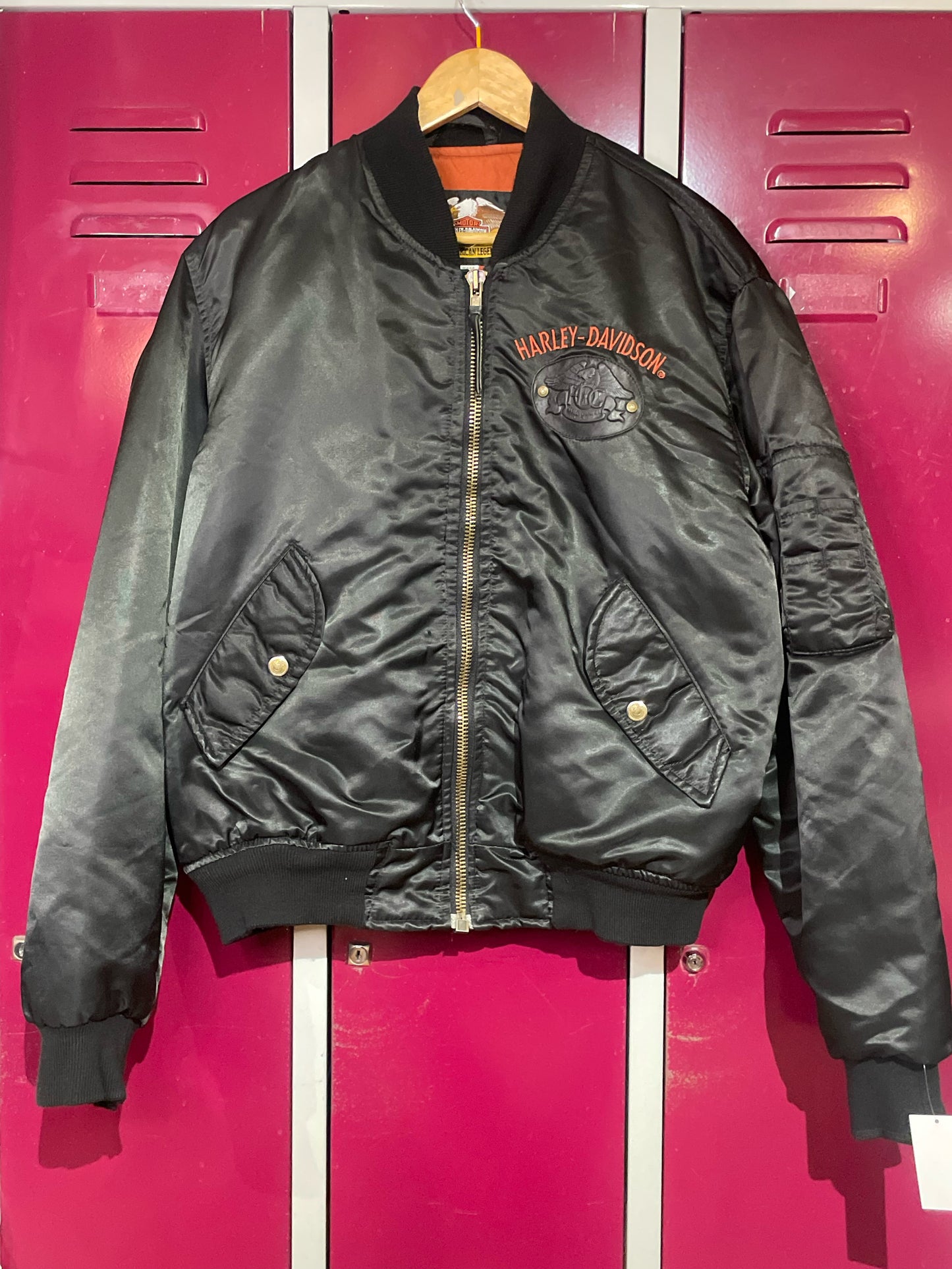 VINTAGE HARLEY DAVIDSON SATIN BOMBER JACKET  SZ: L