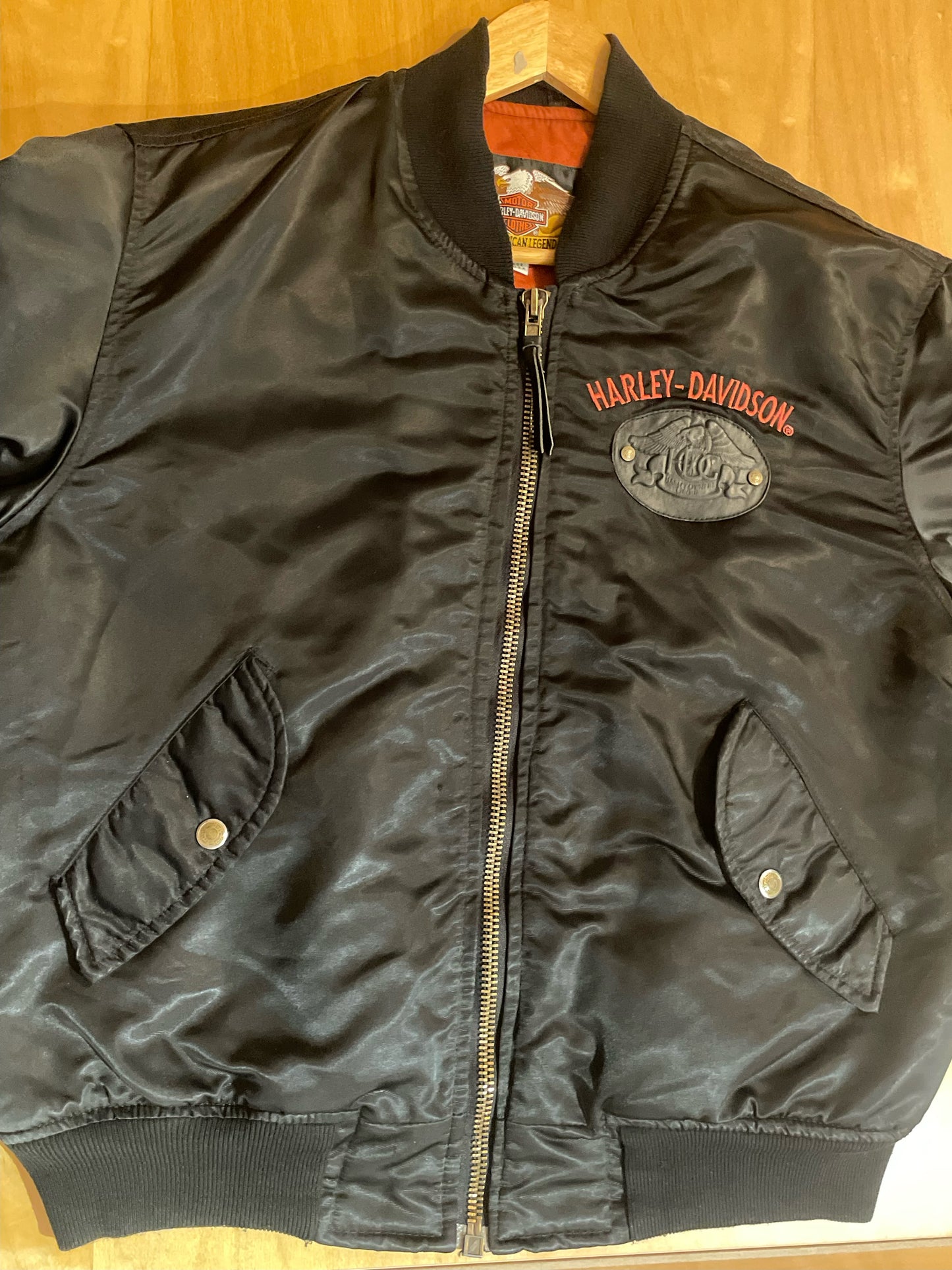 VINTAGE HARLEY DAVIDSON SATIN BOMBER JACKET  SZ: L