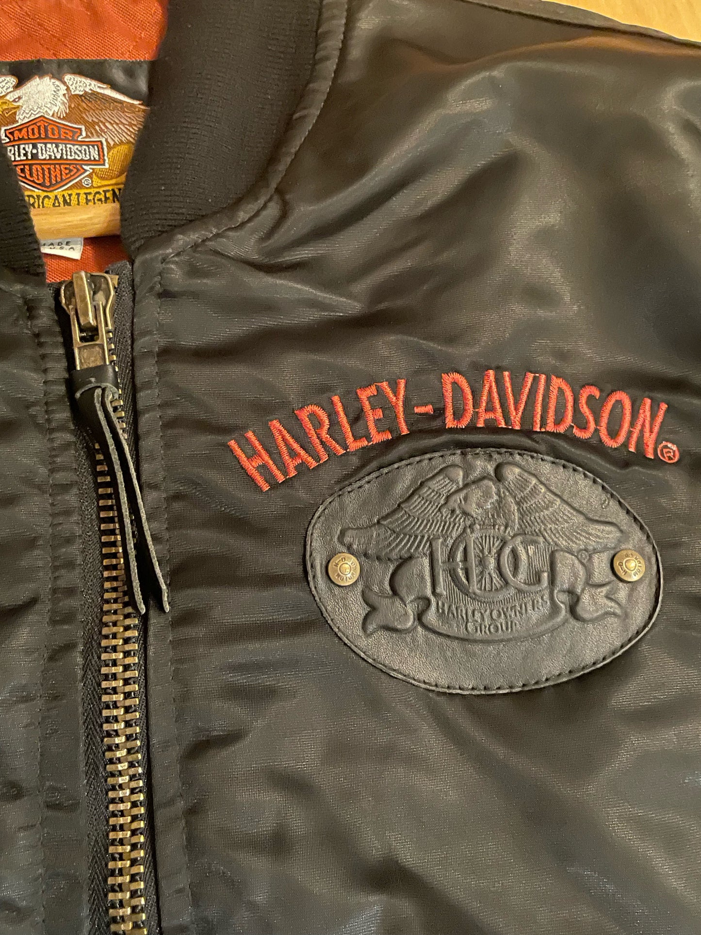 VINTAGE HARLEY DAVIDSON SATIN BOMBER JACKET  SZ: L