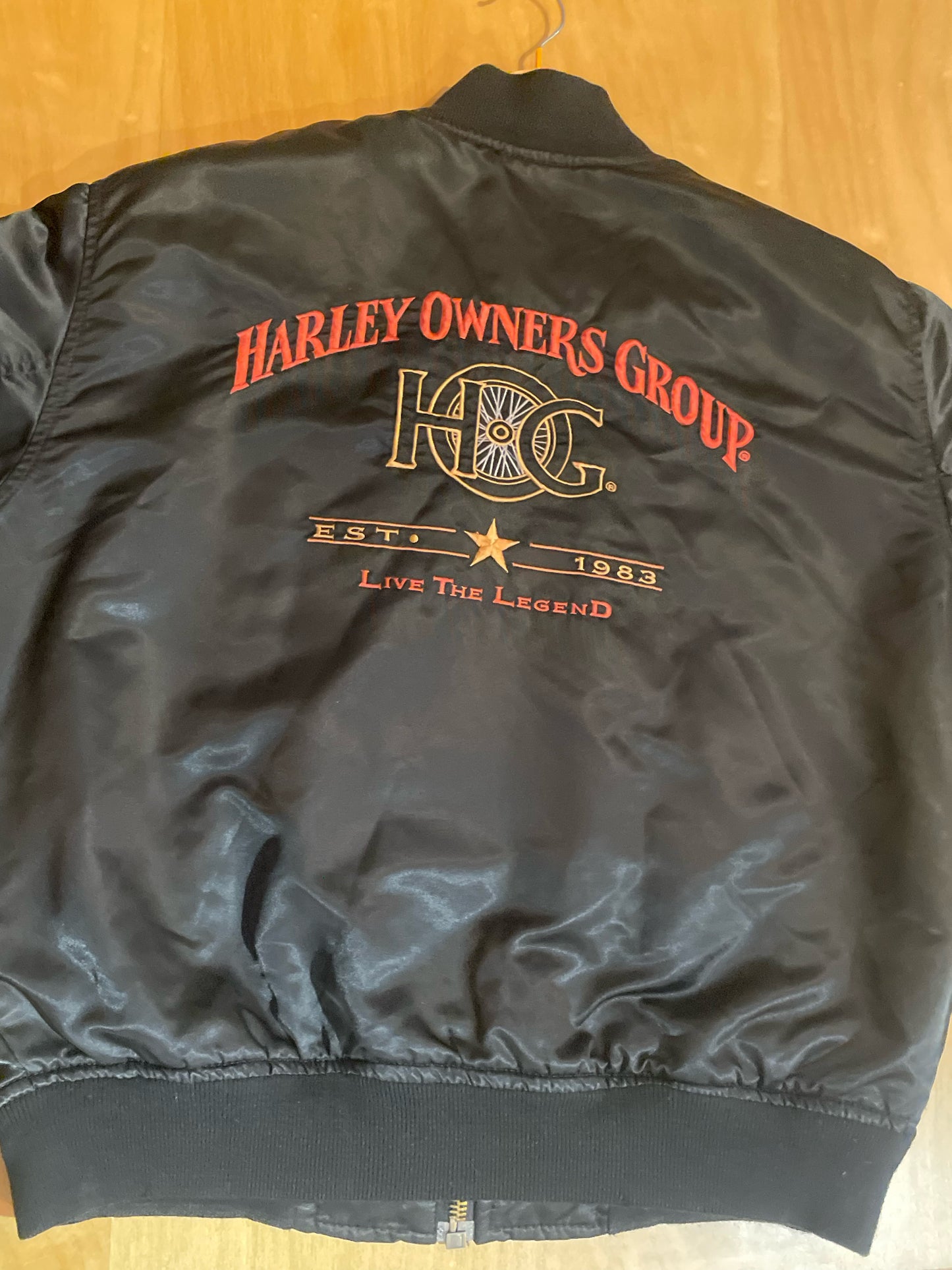 VINTAGE HARLEY DAVIDSON SATIN BOMBER JACKET  SZ: L
