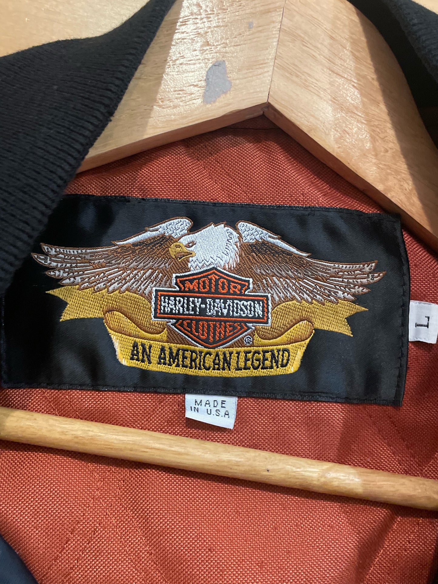 VINTAGE HARLEY DAVIDSON SATIN BOMBER JACKET  SZ: L