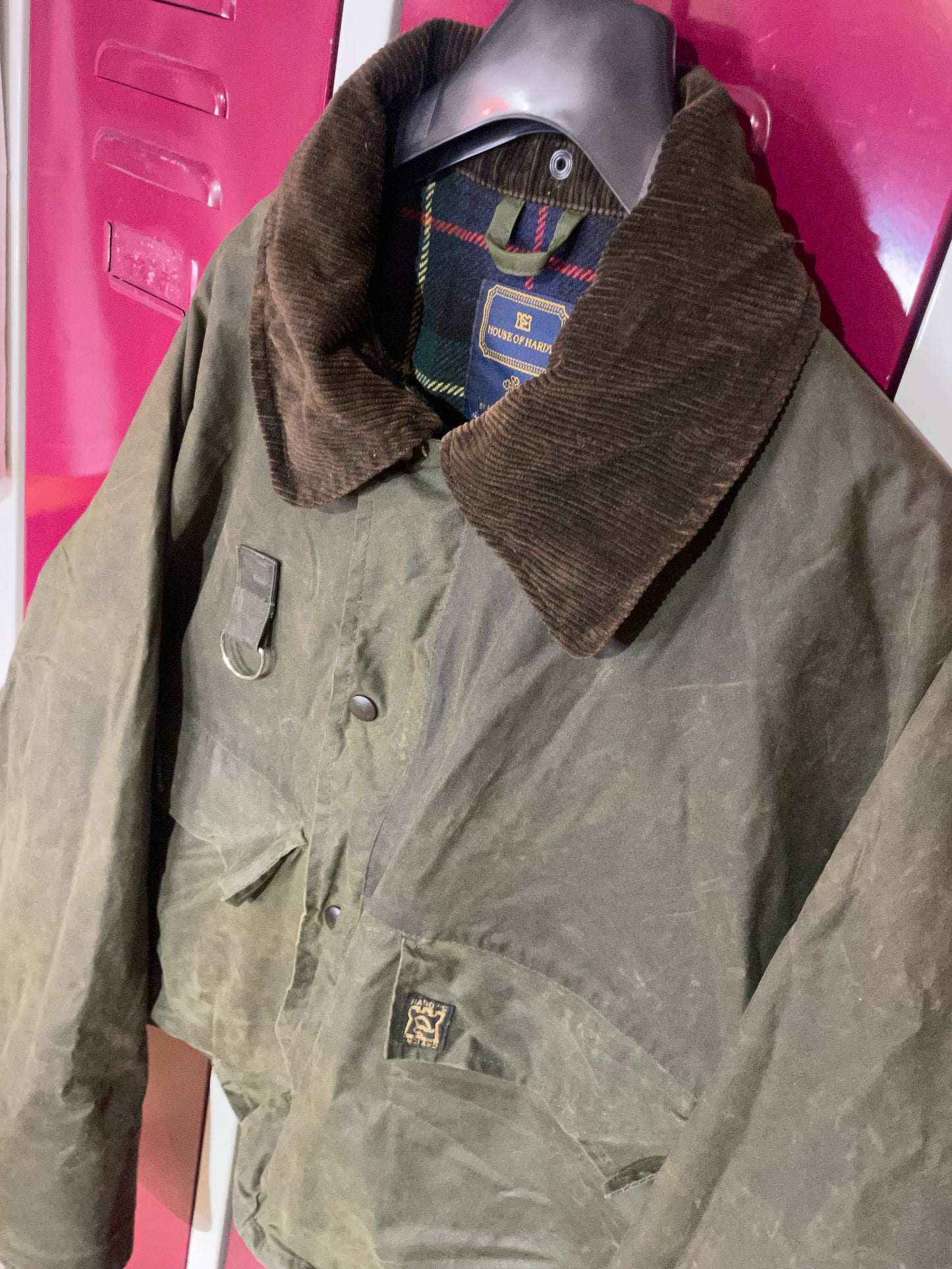 VINTAGE 80s HOUSE OF HARDY HARDY'S FLY-FISHING WAXED JACKET SZ: L