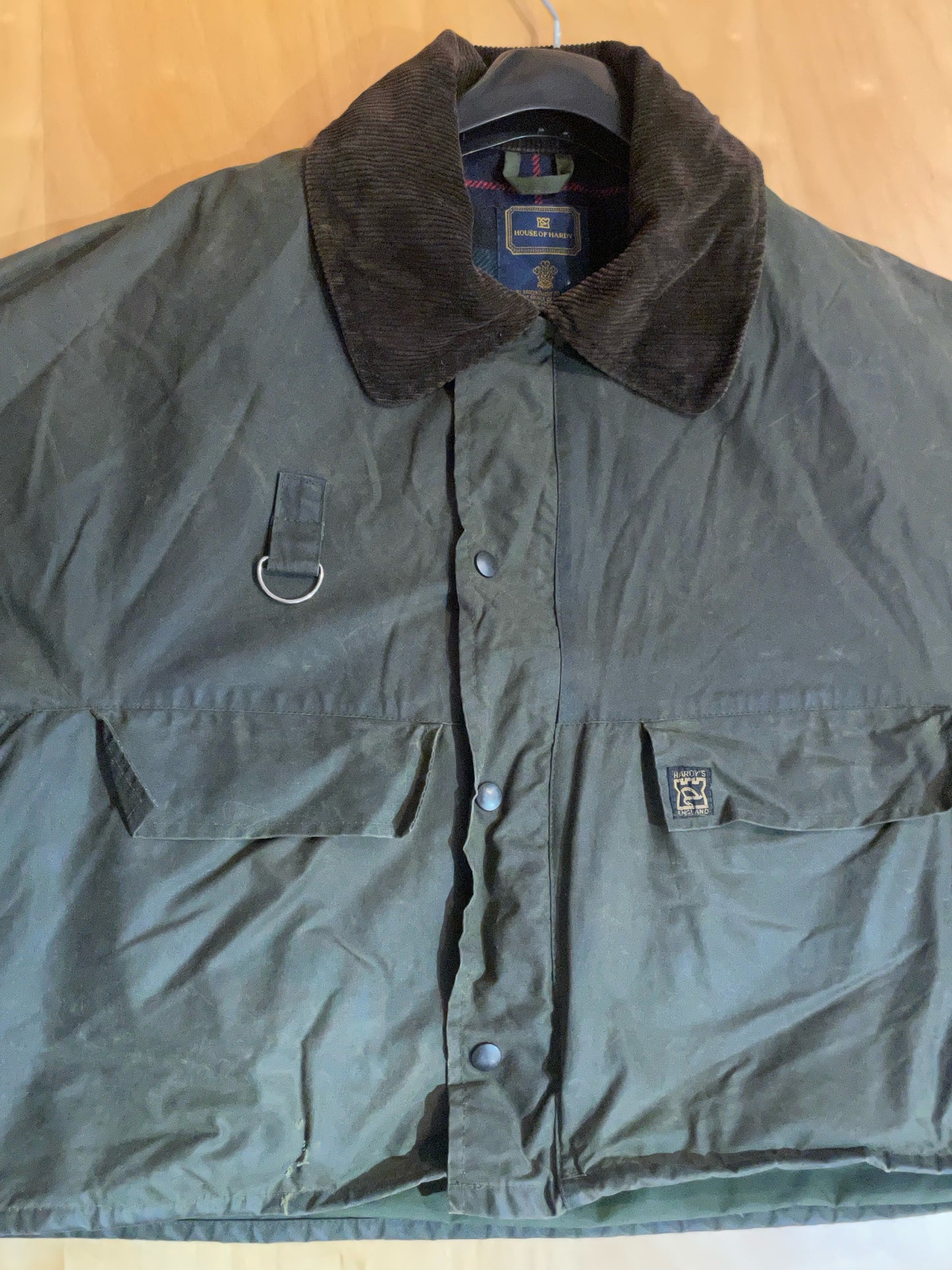 VINTAGE 80s HOUSE OF HARDY HARDY'S FLY-FISHING WAXED JACKET SZ: L