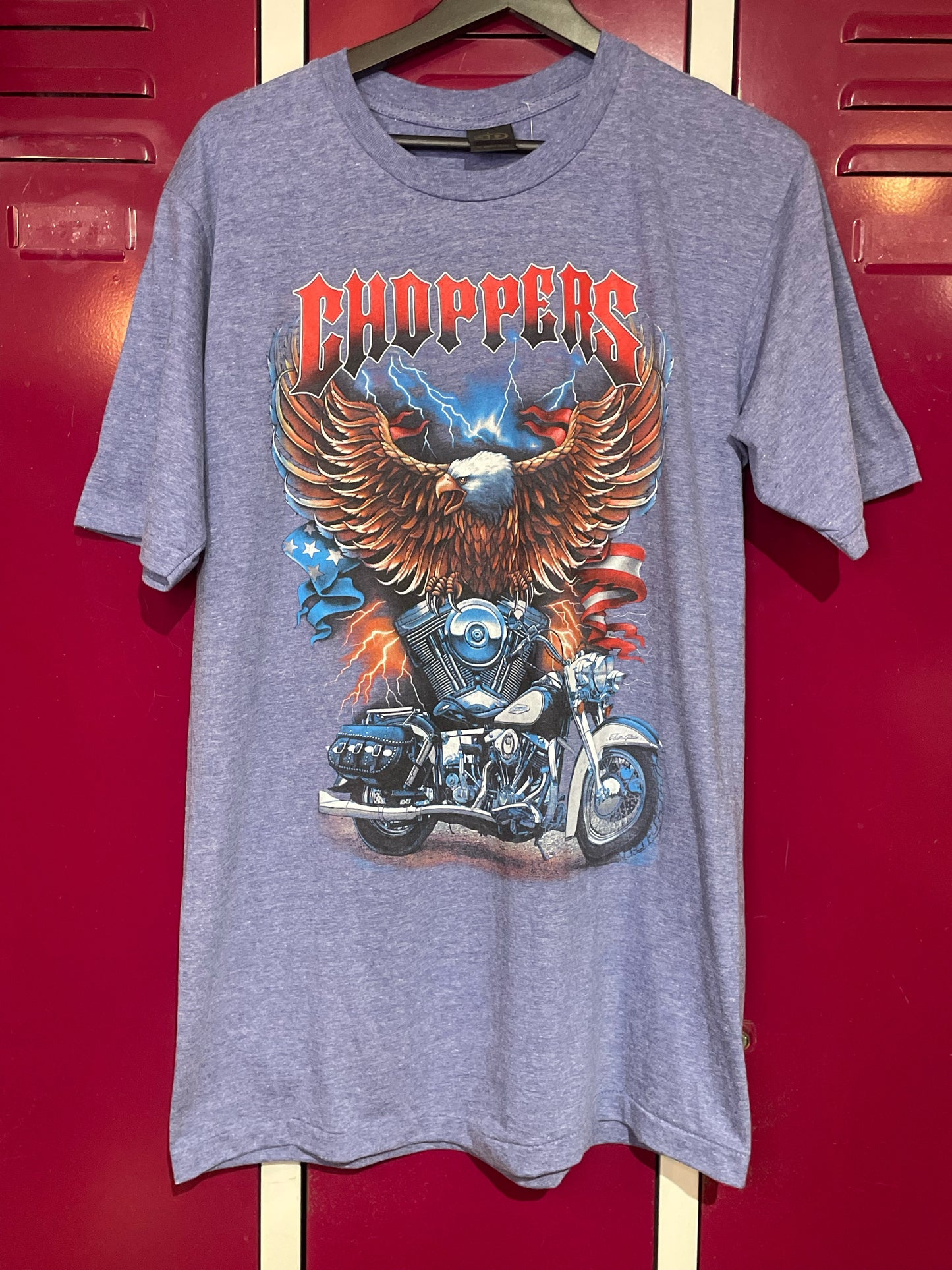 VINTAGE 90s 3D EMBLEM CHOPPERS BIKER T-SHIRT SZ: L