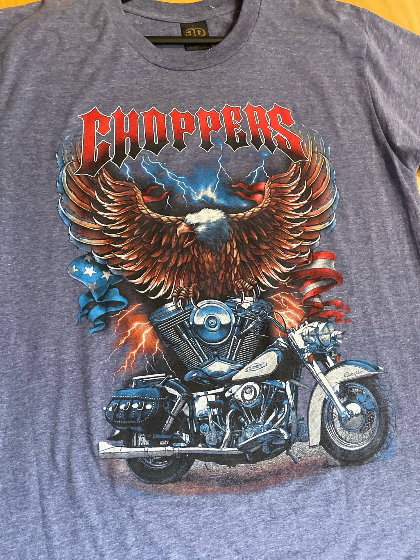 VINTAGE 90s 3D EMBLEM CHOPPERS BIKER T-SHIRT SZ: L